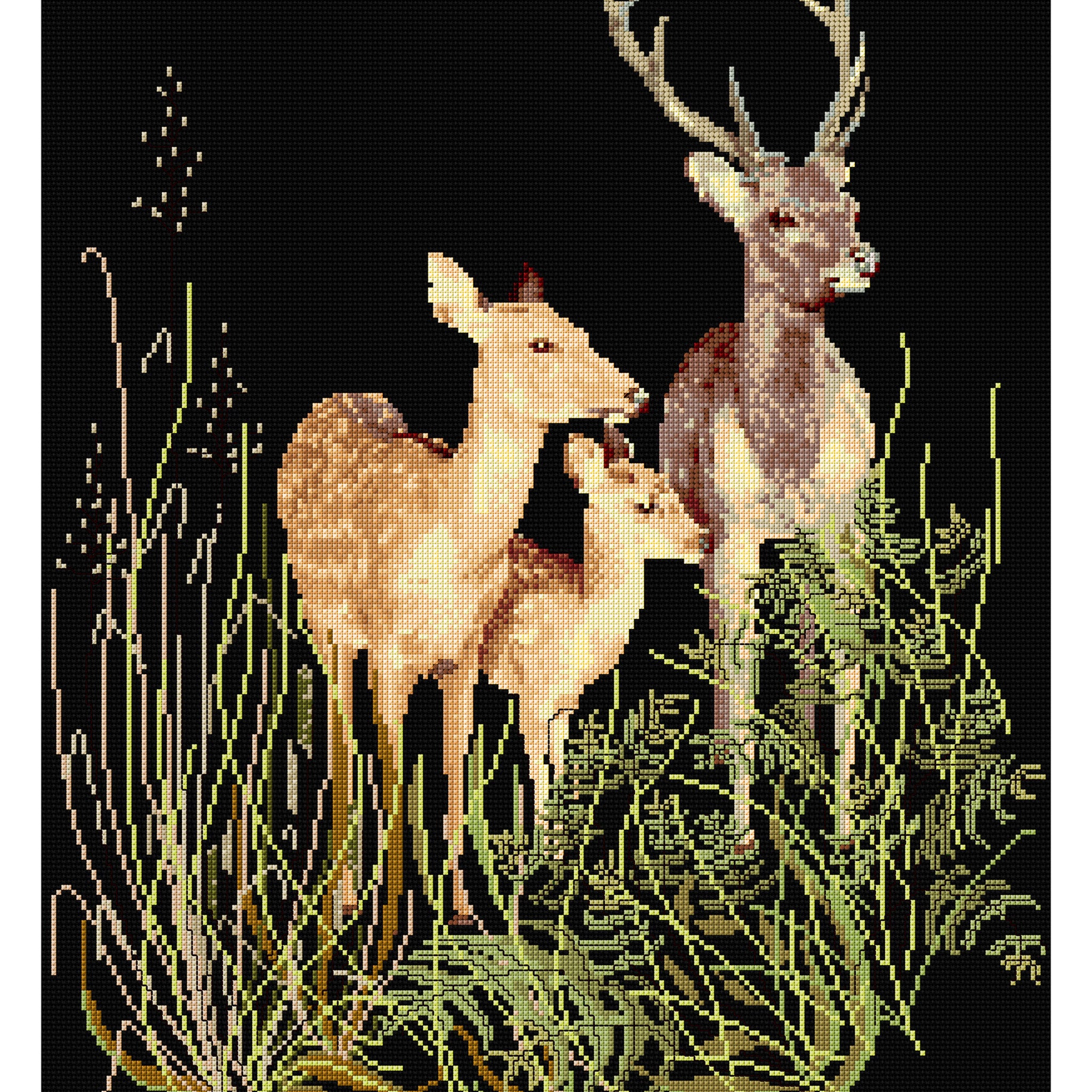 Deer Family - <tc>Aida</tc> Zwart - 18 <tc>count</tc> - 938,05