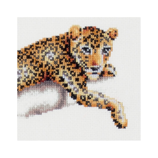Leopard design close up cross stitched