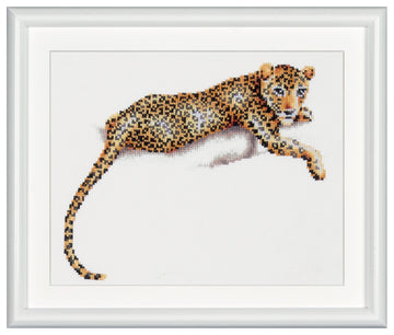 DSB004L - Safari Leopard - White Linen - 8.3 x 9.8 Inch