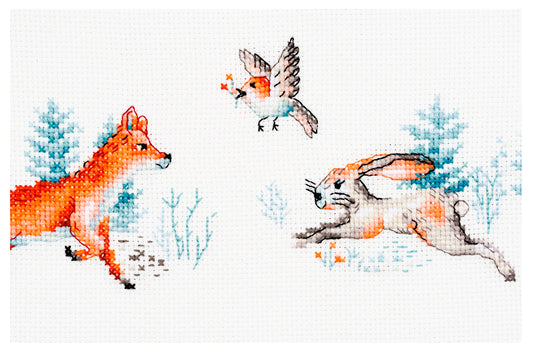 DSB008L - Forest Friends - White Linen - 3.9 x 11.8 Inch