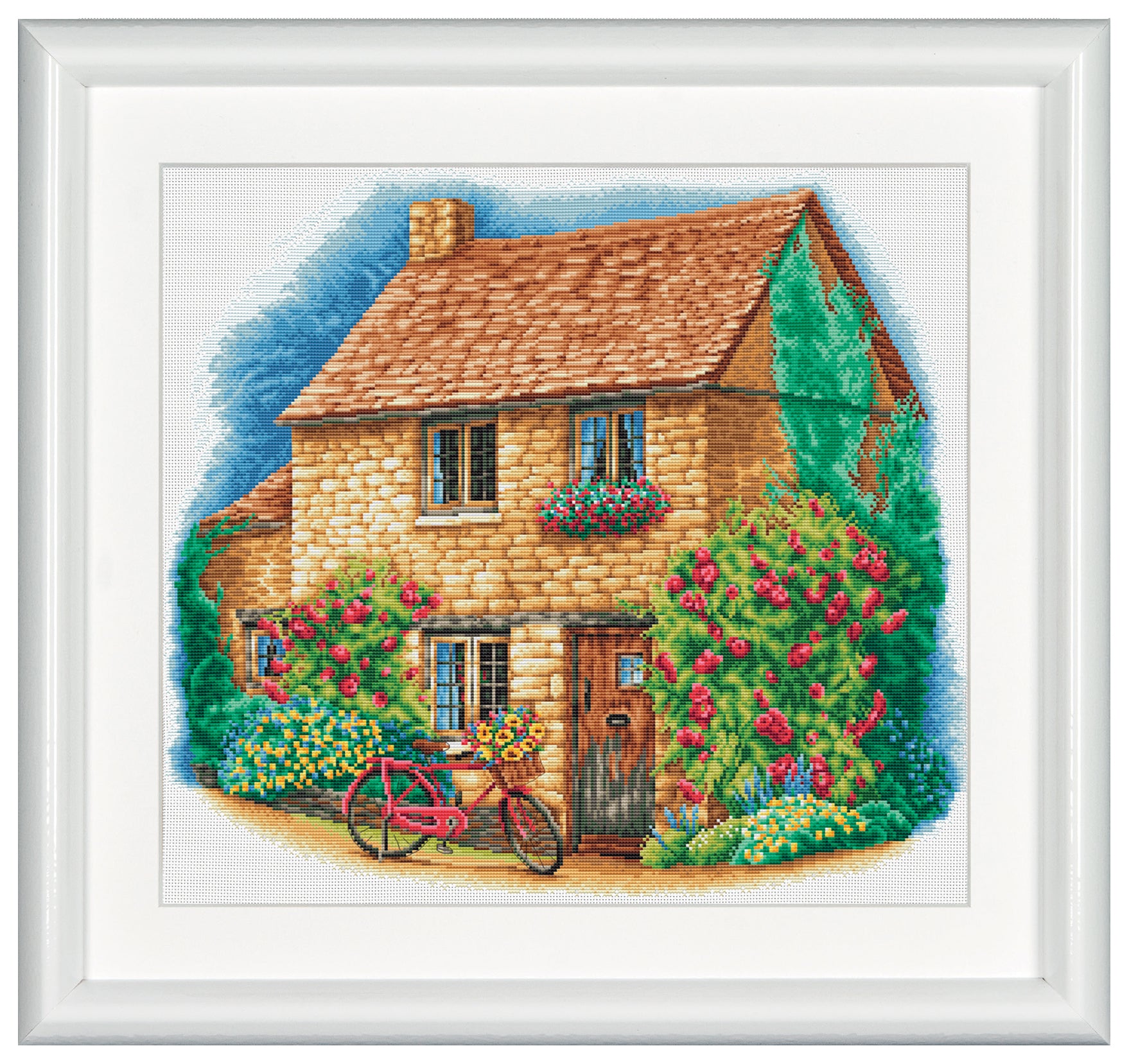 DSB010A - Cottage - White Aida - 16.7 x 16.7 Inch