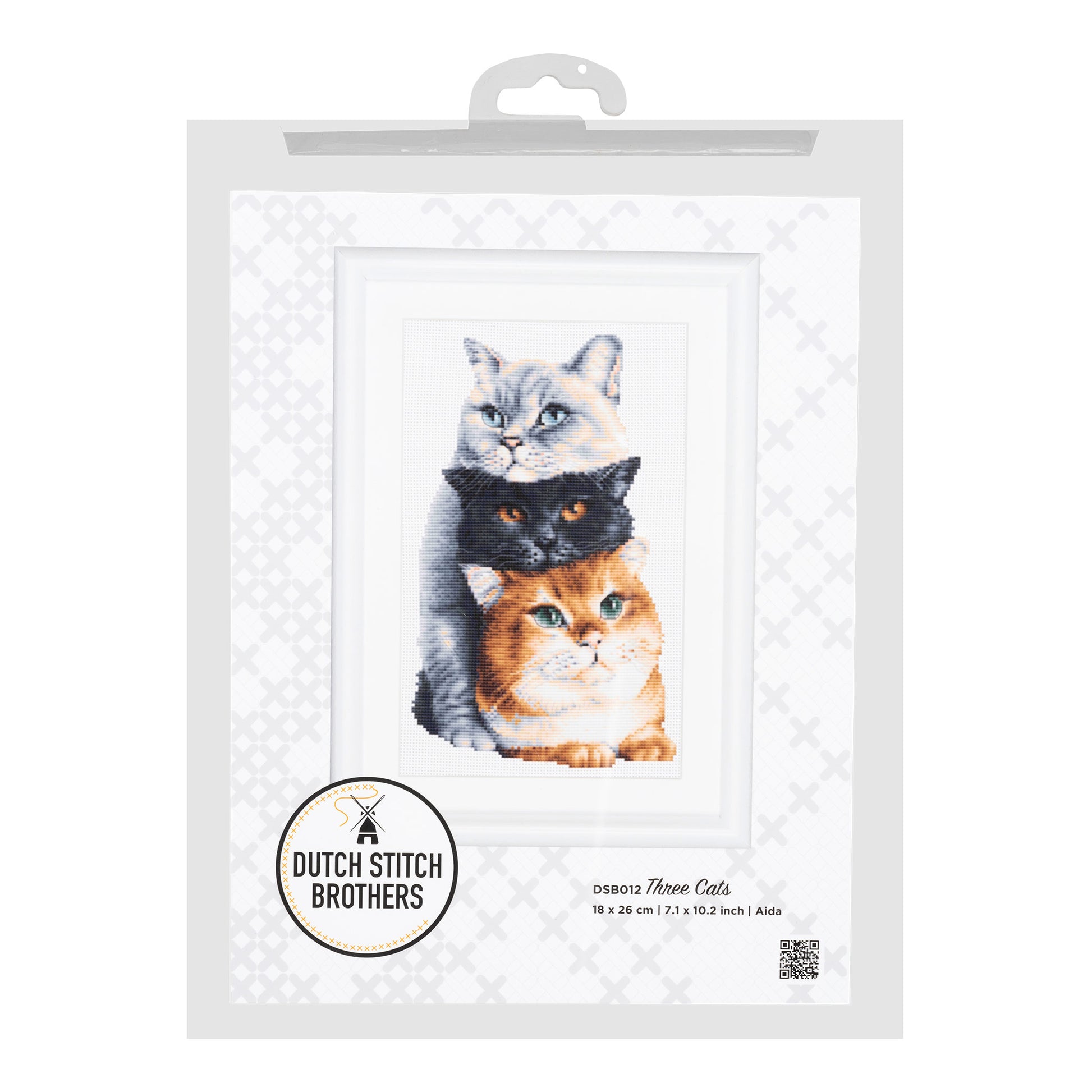 Packaged cross-stitch kit with two cats Dutch Stitch Brothers