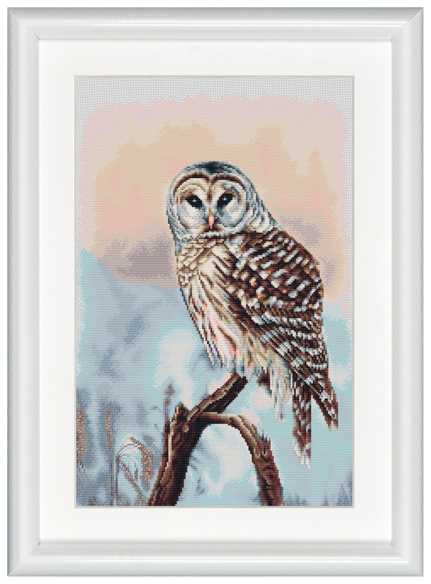 DSB014L - Owl - White Linen - 15.8 x 10.2 Inch