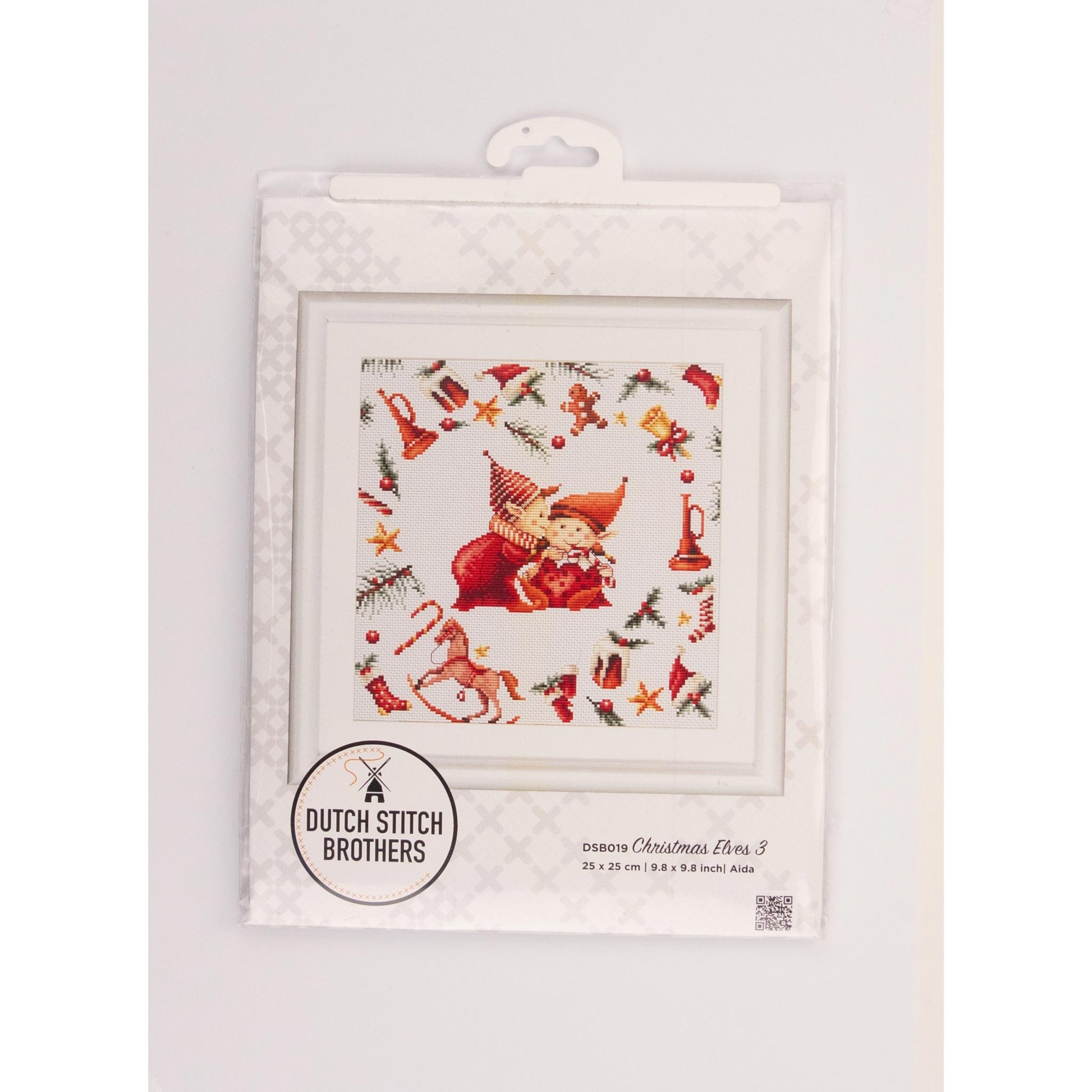 Cross-stitch pattern with Christmas-themed design and 'Dutch Stitch Brothers' branding on a white background.