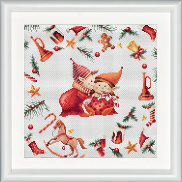 DSB019L - Christmas Elves 3 - Linen - 9.8 x 9.8 Inch