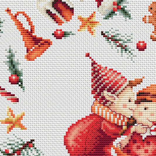 DSB019L - Christmas Elves 3 - Linen - 9.8 x 9.8 Inch