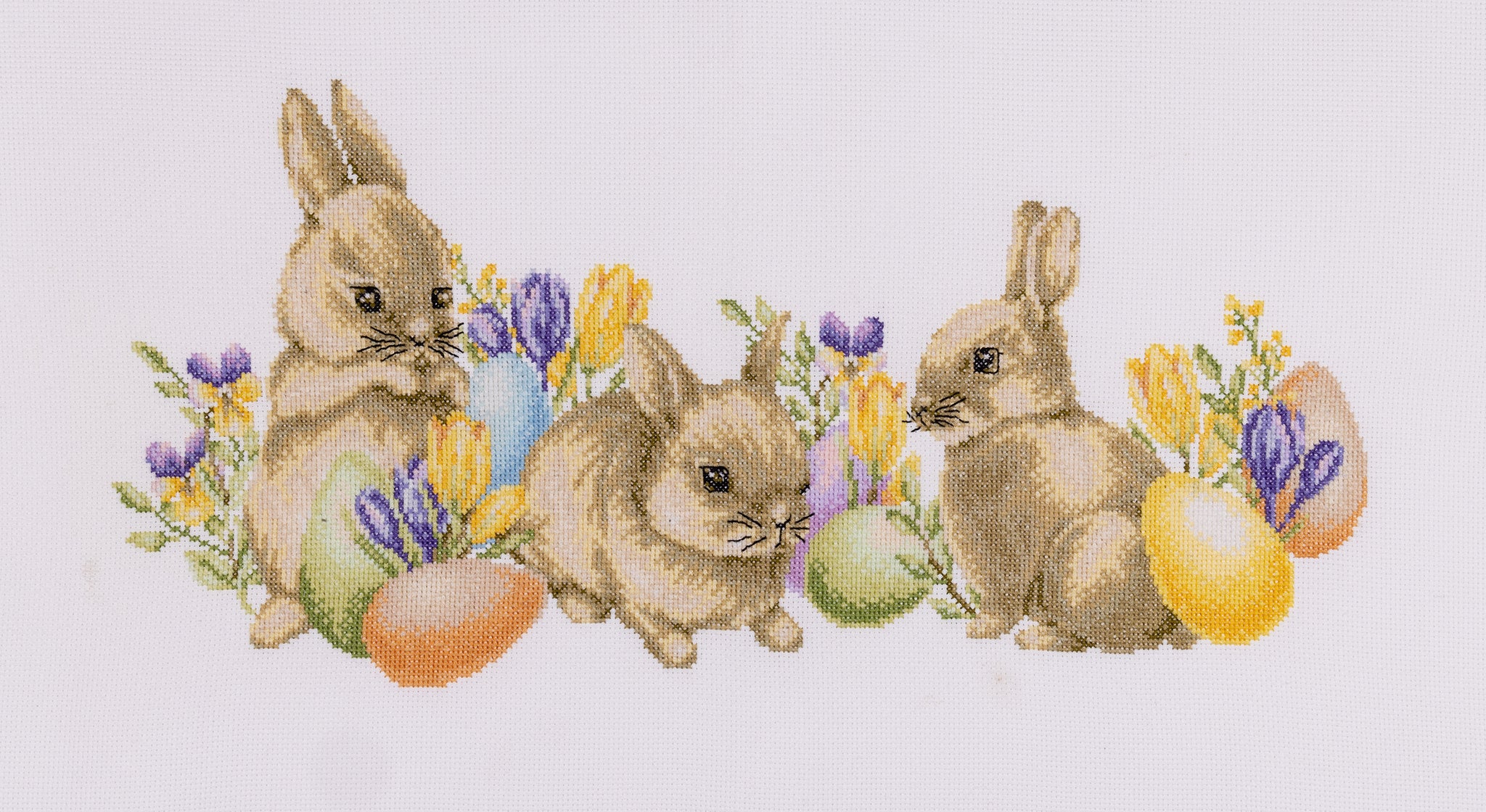 Easter Bunnies - Aida - 14 Count - DMC Embroidery Threads and other Cross Stitch Supplies Included - DSB020