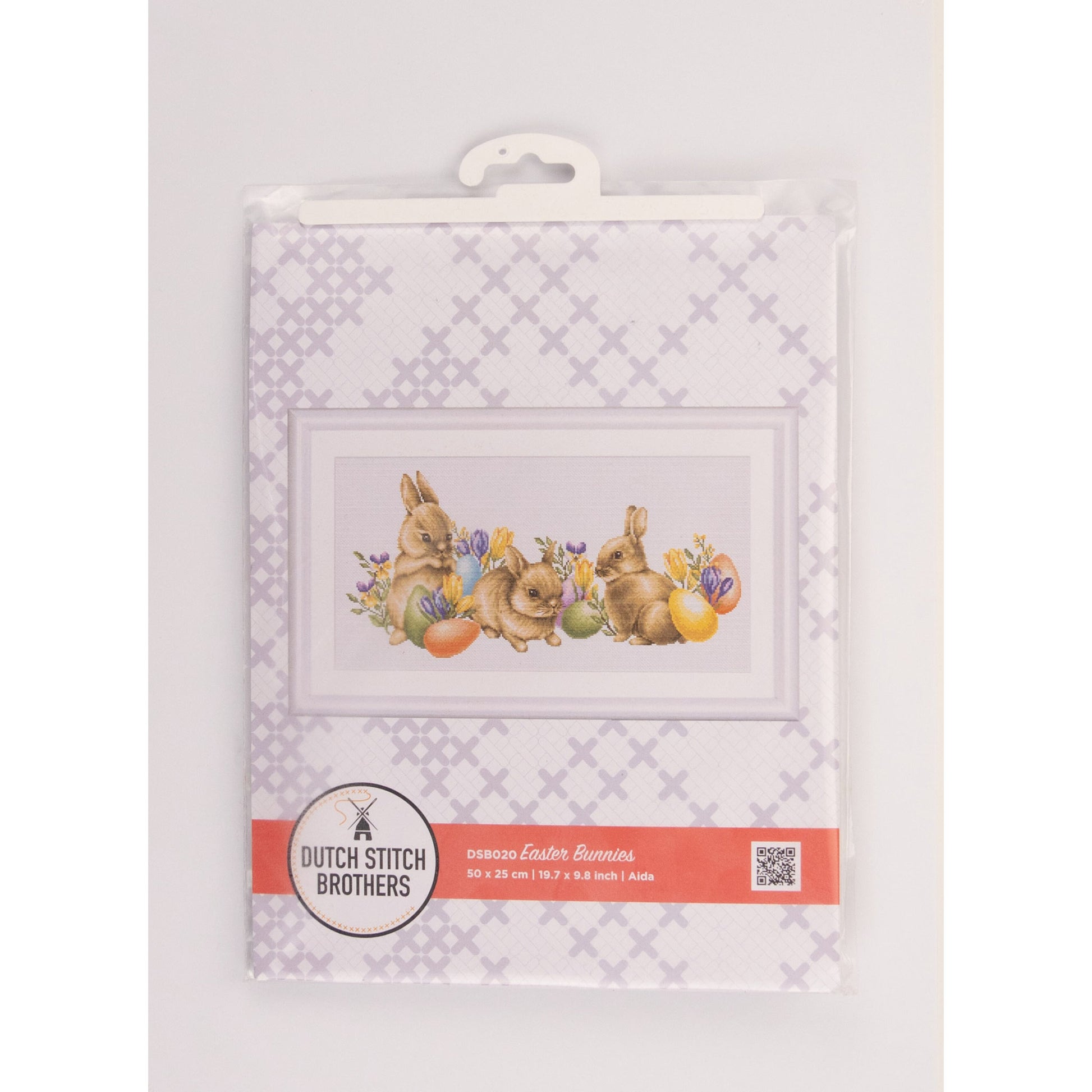 Packaging of embroidery kit Dutch Stitch Brothers with Easter-themed design on a white background