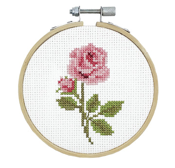 Dutch Stitch Brothers - Rose Counted Cross Stitch 4" Hoop and pattern included - Cross stitching kits for adults advanced and beginners