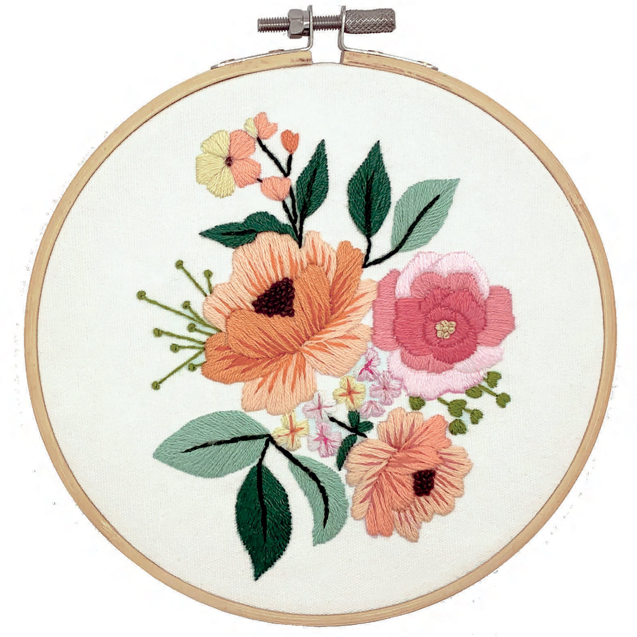 Dutch Stitch Brothers Wildflower Embroidery Starter Kit with Pattern and Instructions. Stamped Embroidery Kits with Embroidery Clothes with Pattern. 6"Embroidery Hoop