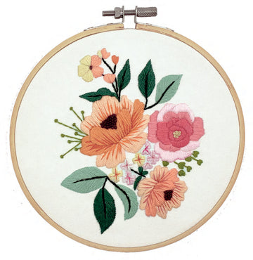 Dutch Stitch Brothers Wildflower Embroidery Starter Kit with Pattern and Instructions. Stamped Embroidery Kits with Embroidery Clothes with Pattern. 6"Embroidery Hoop