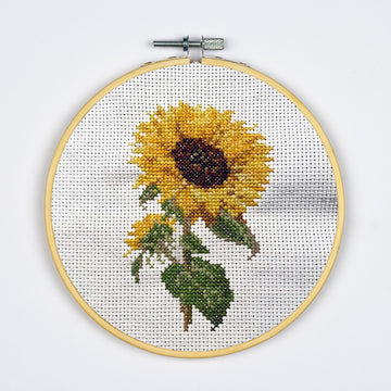 Dutch Stitch Brothers - Sunflower Counted Cross Stitch 6" Hoop and pattern included - Cross stitching kits for adults advanced and beginners