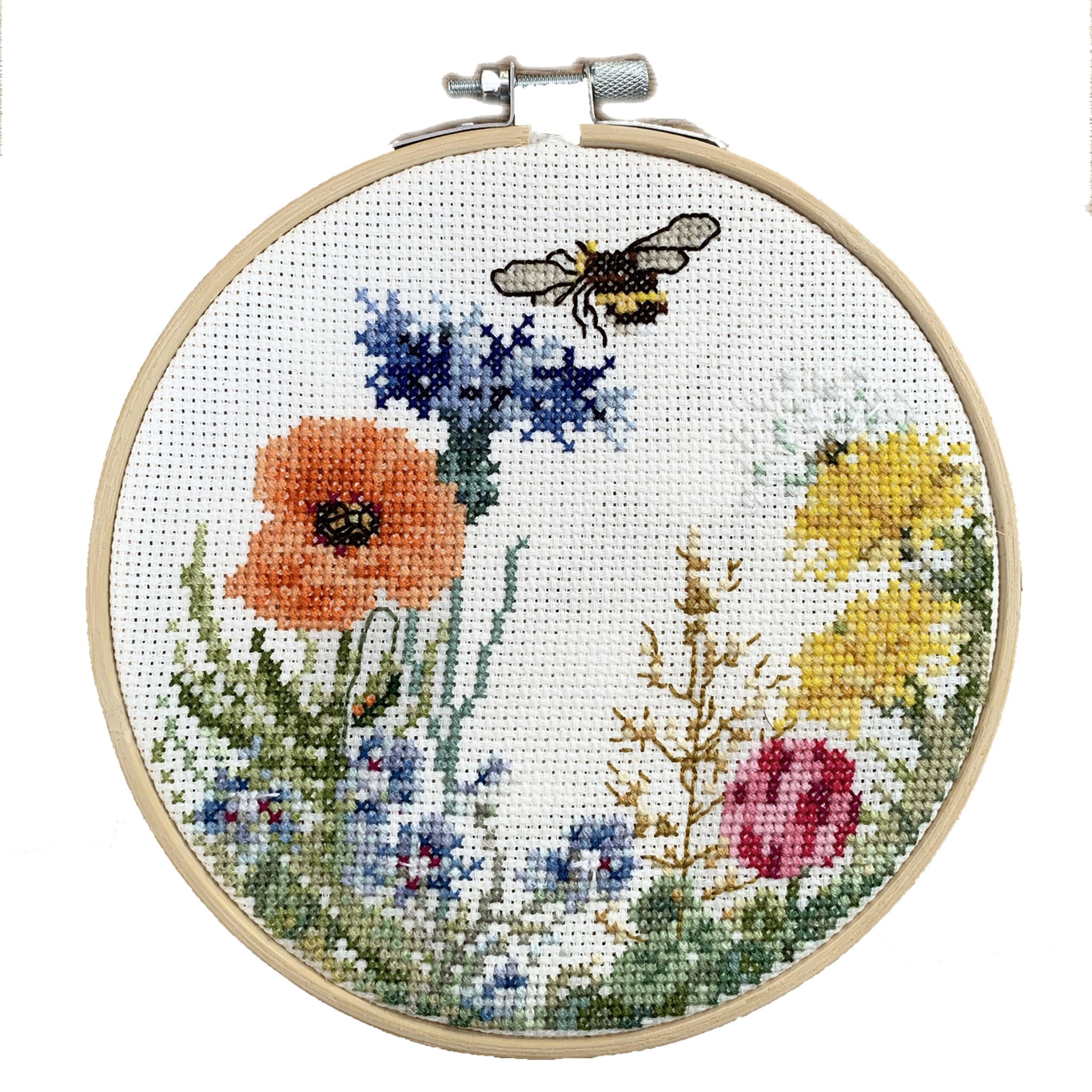 Dutch Stitch Brothers - Wildflowers Counted Cross Stitch 6" Hoop and pattern included - Cross stitching kits for adults advanced and beginners