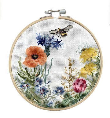 Dutch Stitch Brothers - Wildflowers Counted Cross Stitch 6" Hoop and pattern included - Cross stitching kits for adults advanced and beginners