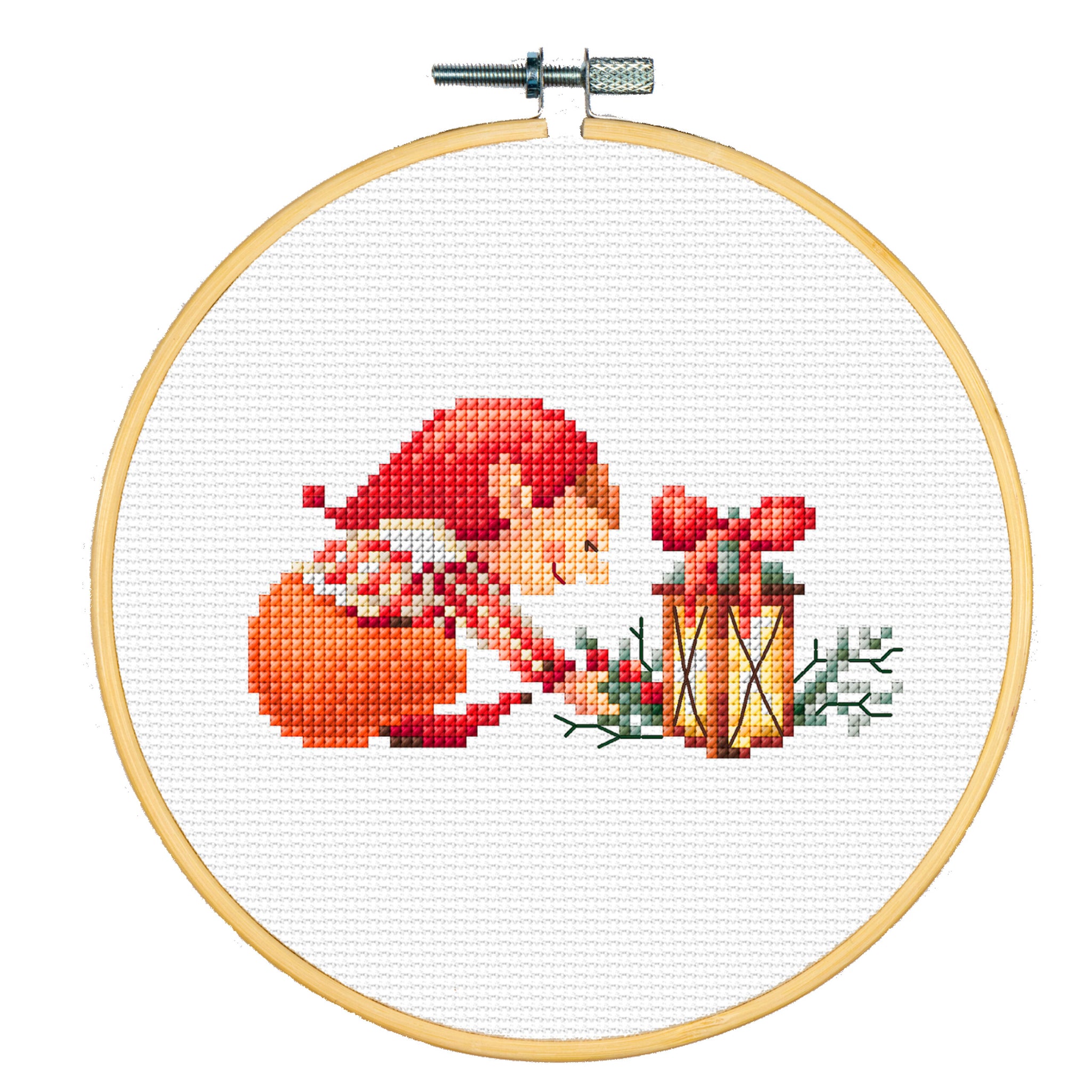 Dutch Stitch Brothers Borduurpakketten - <tc>Count</tc>ed Kruissteekset met 6 inch Hoepel. 14 <tc>Count</tc> <tc>Aida</tc> Stof. Ideaal Borduurpakket voor Beginners. Kerstthema. DSB043A