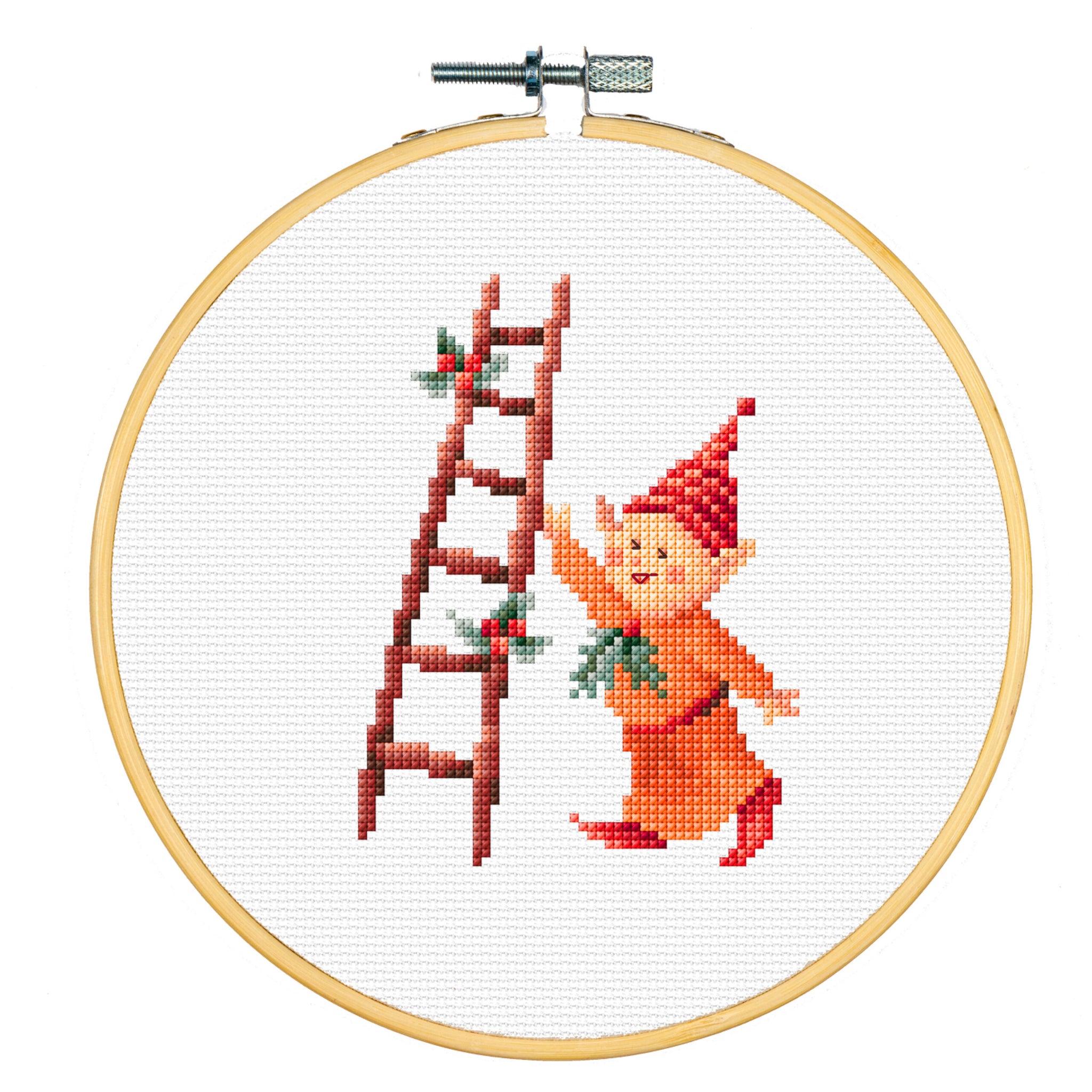 Dutch Stitch Brothers Embroidery Kits - Counted Cross Stitch Set with 6 Inch Hoop. 14 Count Aida Fabric. Ideal Embroidery Kits for Beginners. Christmas Theme. DSB043B