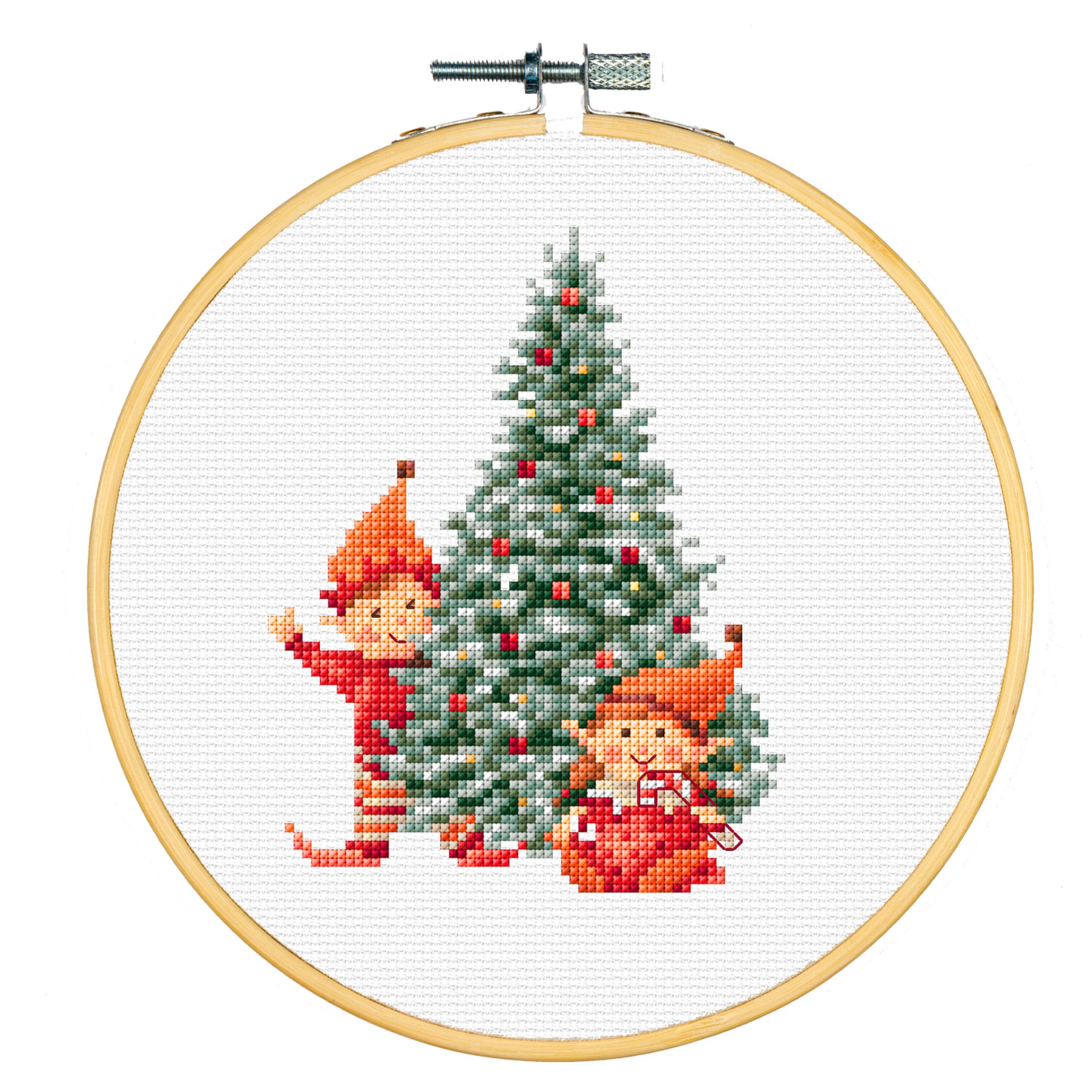 Dutch Stitch Brothers Embroidery Kits - Counted Cross Stitch Set with 6 Inch Hoop. 14 Count Aida Fabric. Ideal Embroidery Kits for Beginners. Christmas Theme. DSB043C