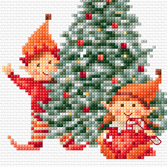 Dutch Stitch Brothers Embroidery Kits - Counted Cross Stitch Set with 6 Inch Hoop. 14 Count Aida Fabric. Ideal Embroidery Kits for Beginners. Christmas Theme. DSB043C