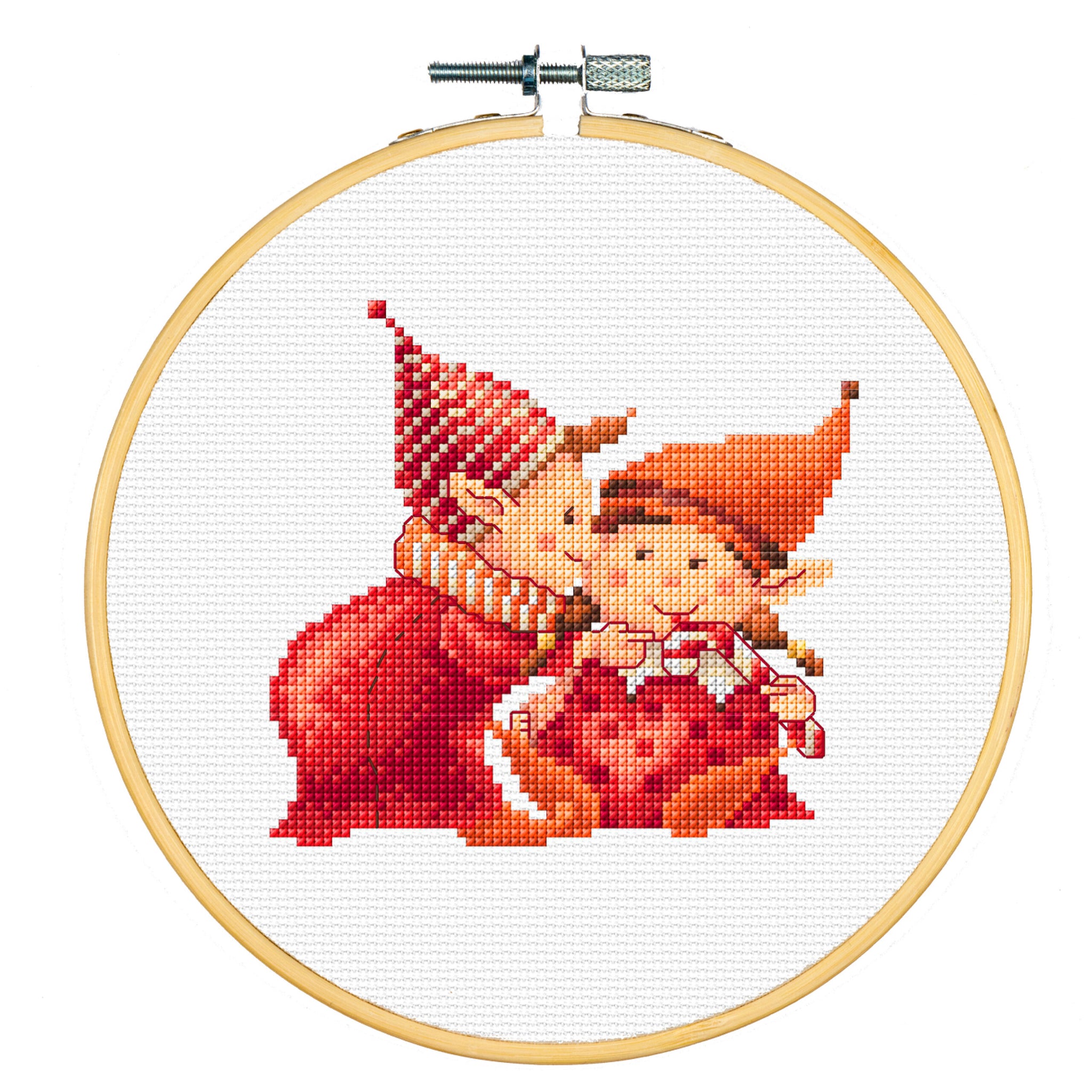 Dutch Stitch Brothers Embroidery Kits - Counted Cross Stitch Set with 6 Inch Hoop. 14 Count Aida Fabric. Ideal Embroidery Kits for Beginners. Christmas Theme. DSB043G