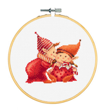 Dutch Stitch Brothers Borduurpakketten - <tc>Count</tc>ed Kruissteekset met 6 inch Hoepel. 14 <tc>Count</tc> <tc>Aida</tc> Stof. Ideaal Borduurpakket voor Beginners. Kerstthema. DSB043G