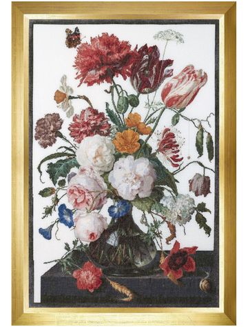 Still Life with Flowers in a glass Vase - Linen - 36 count - 785