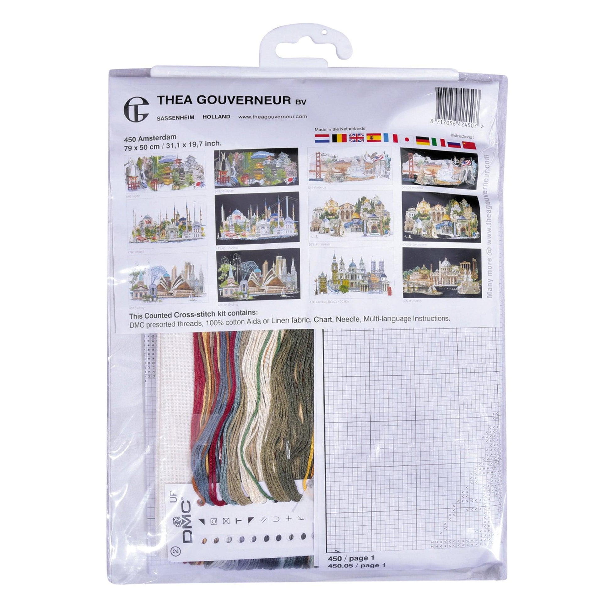 Thea Gouverneur - Counted Cross Stitch Kit - Amsterdam - Linen - 36 count - 450 - Thea Gouverneur Since 1959