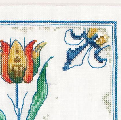 Thea Gouverneur - Counted Cross Stitch Kit - Antique Tiles Flowers - Linen - 36 count - 485 - Thea Gouverneur Since 1959