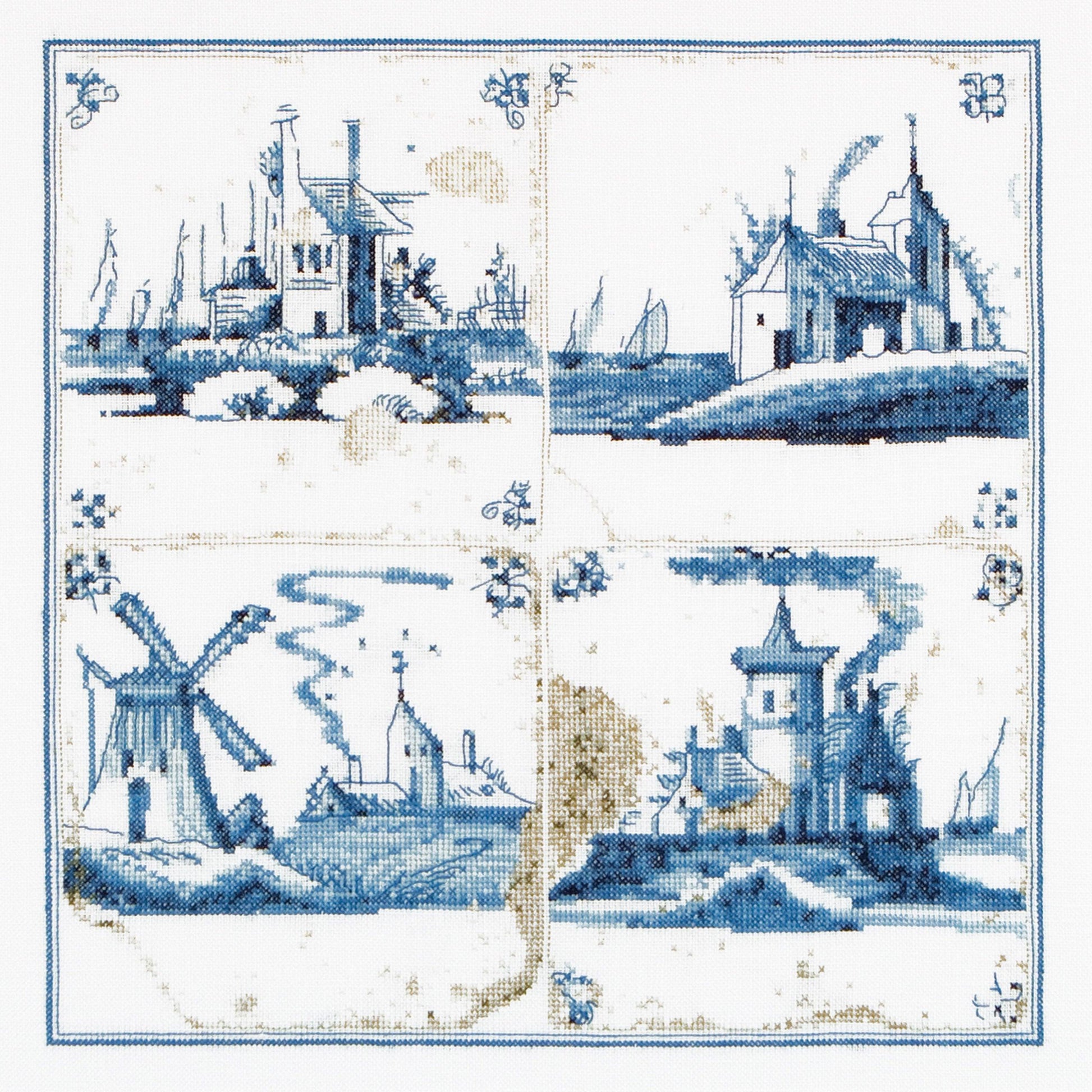 Thea Gouverneur - Counted Cross Stitch Kit - Antique Tiles Villages - Aida - 18 count - 484A - Thea Gouverneur Since 1959