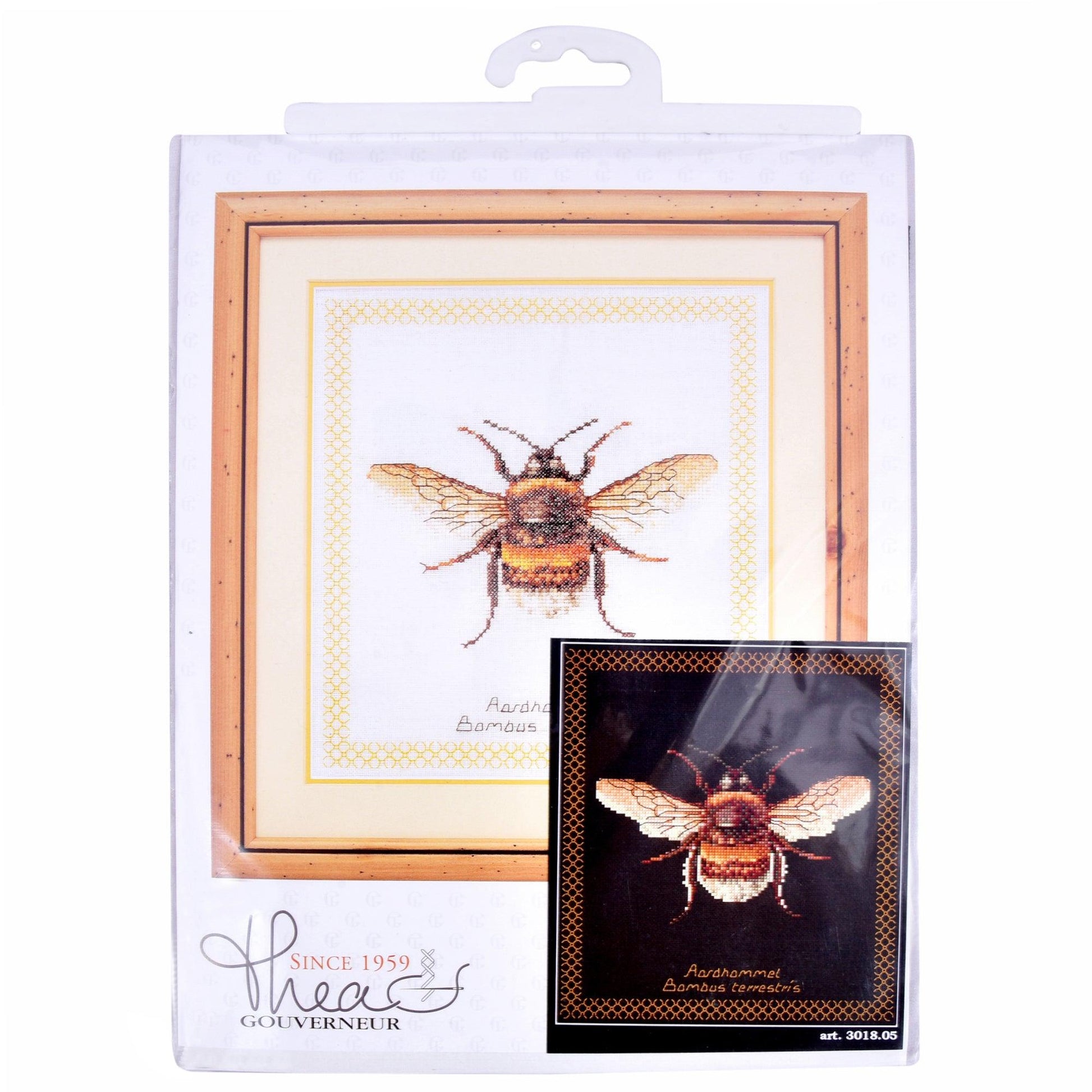 Thea Gouverneur - Counted Cross Stitch Kit - Bumble Bee - 2 - Aida Black - 14 count - 3018.07 - Thea Gouverneur Since 1959