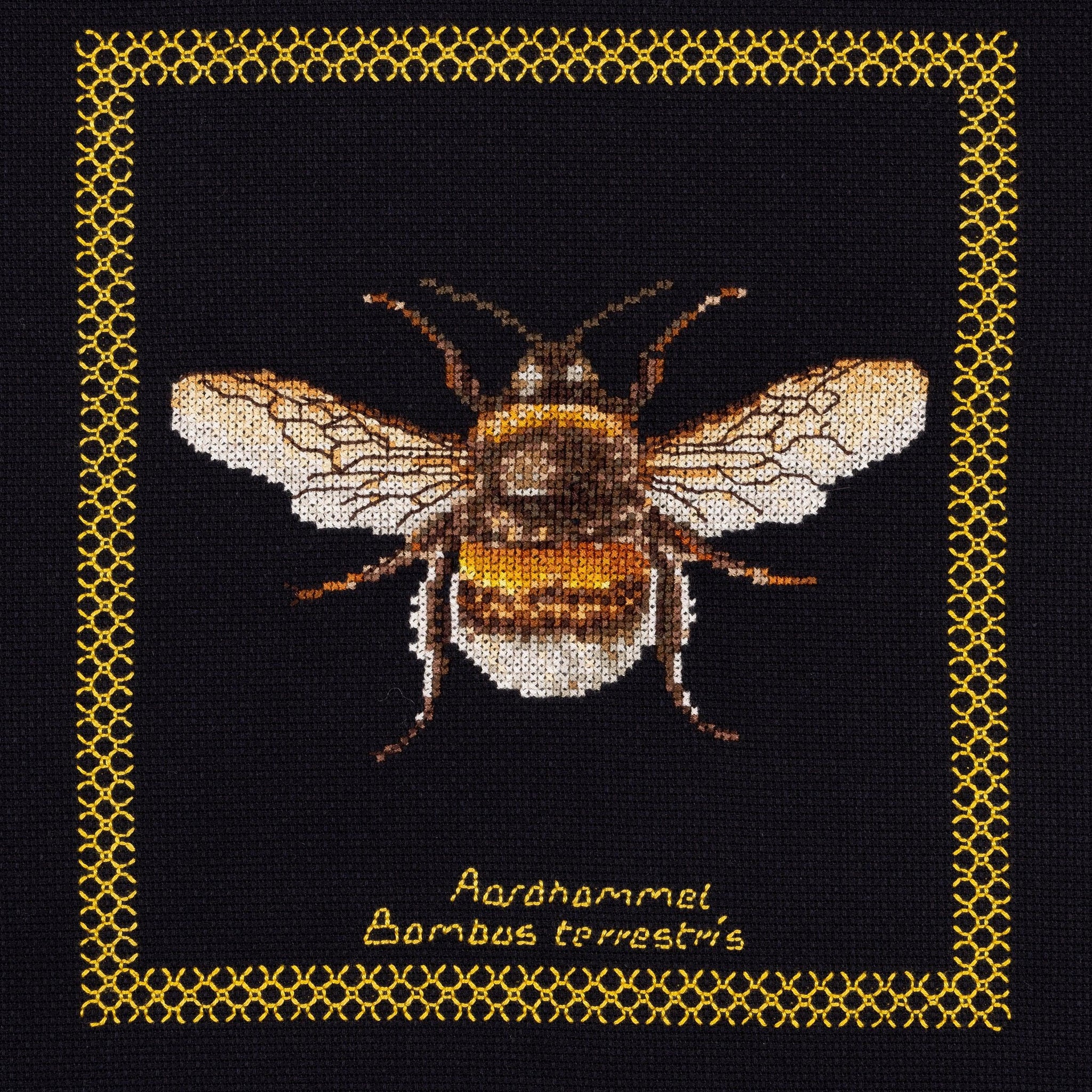 Thea Gouverneur - Counted Cross Stitch Kit - Bumble Bee - Aida Black - 18 count - 3018.05 - Thea Gouverneur Since 1959