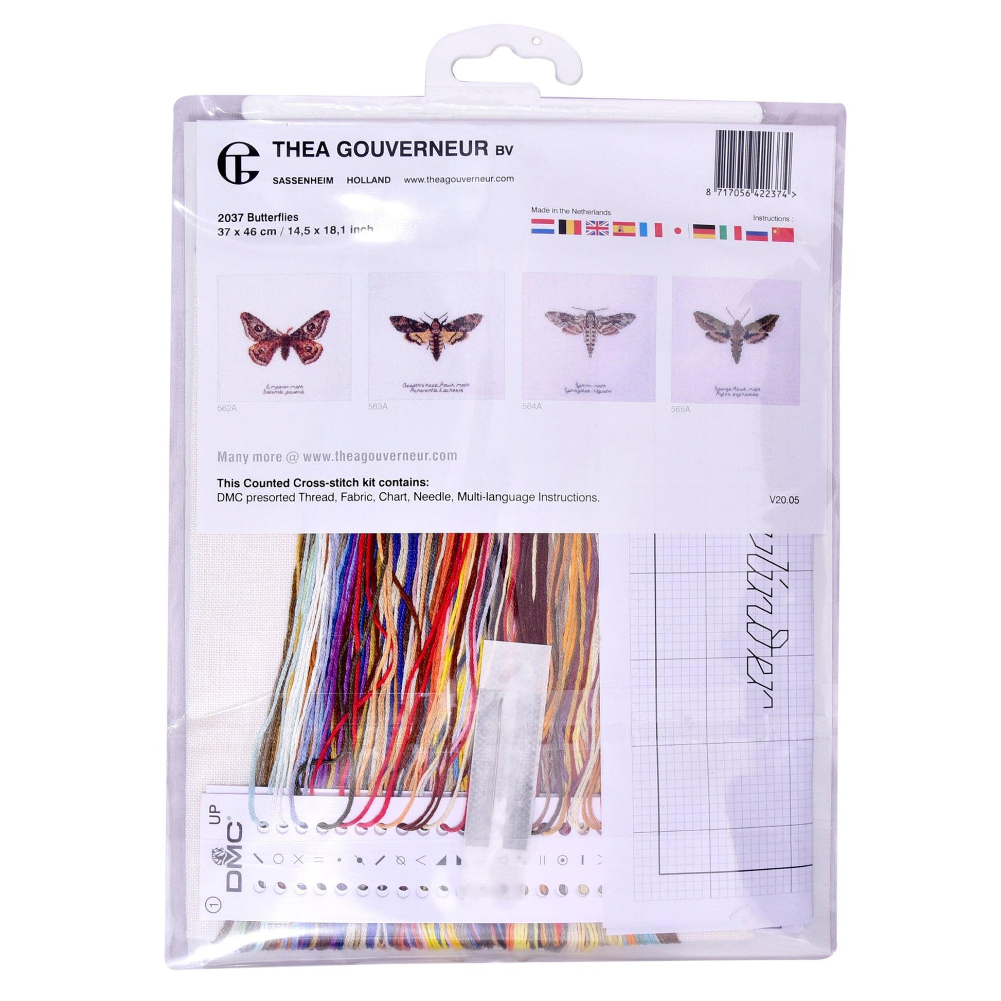 Thea Gouverneur - Counted Cross Stitch Kit - Butterflies - Linen - 32 count - 2037 - Thea Gouverneur Since 1959