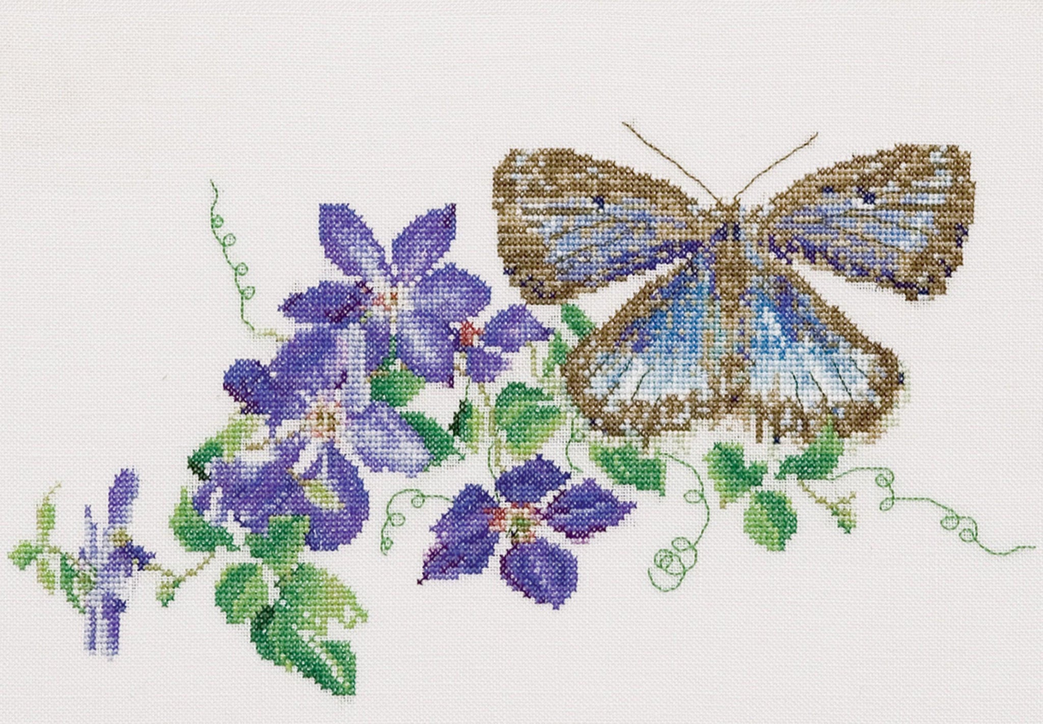 Thea Gouverneur - Counted Cross Stitch Kit - Butterfly-Clematis - Linen - 36 count - 438 - Thea Gouverneur Since 1959