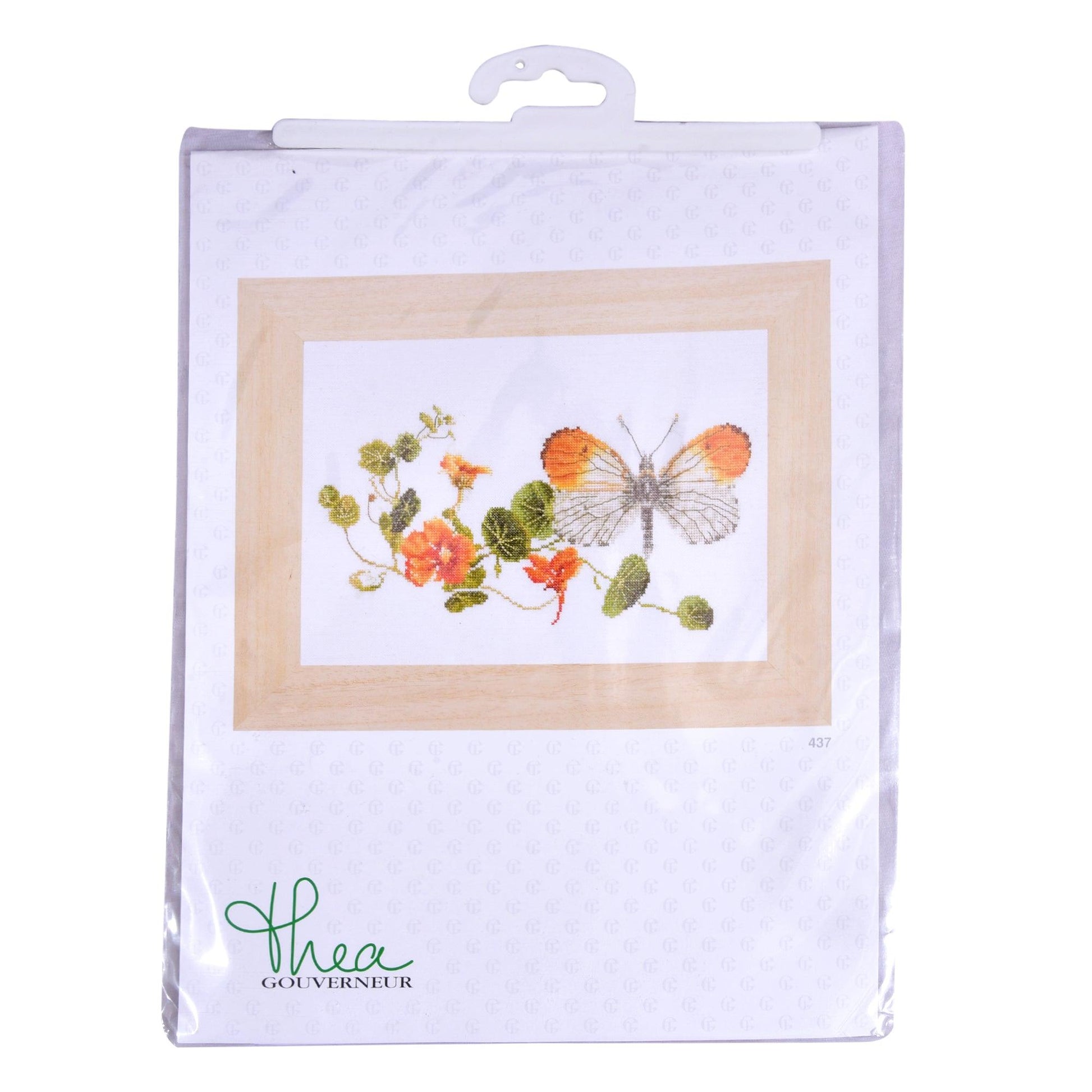 Thea Gouverneur - Counted Cross Stitch Kit - Butterfly-Nasturtium - Aida - 18 count - 437A - Thea Gouverneur Since 1959