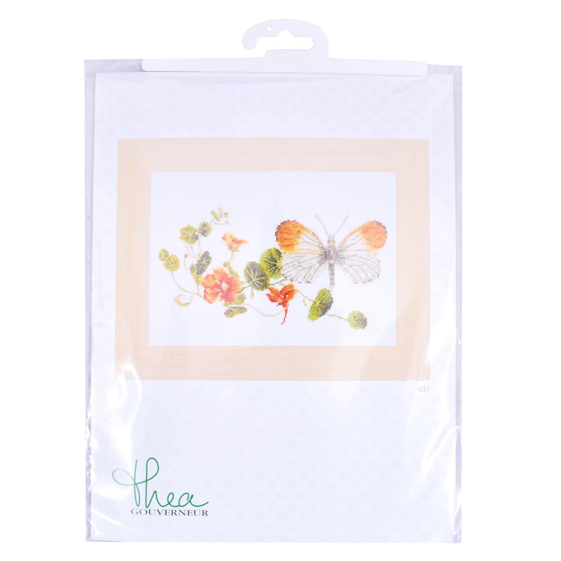 Thea Gouverneur - Counted Cross Stitch Kit - Butterfly-Nasturtium - Linen - 36 count - 437 - Thea Gouverneur Since 1959