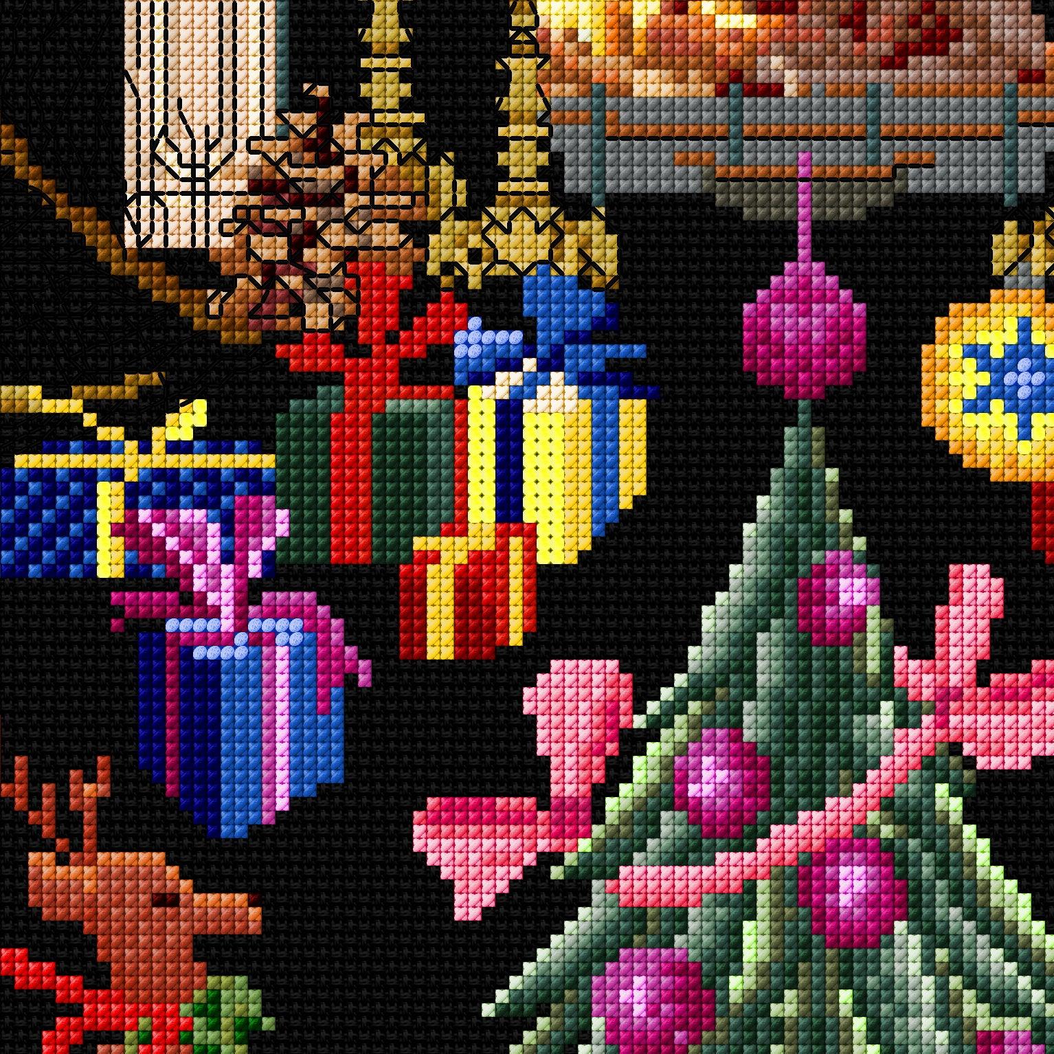 Thea Gouverneur - Counted Cross Stitch Kit - Christmas Design - Aida Black - 18 count - 2077.05 - Thea Gouverneur Since 1959