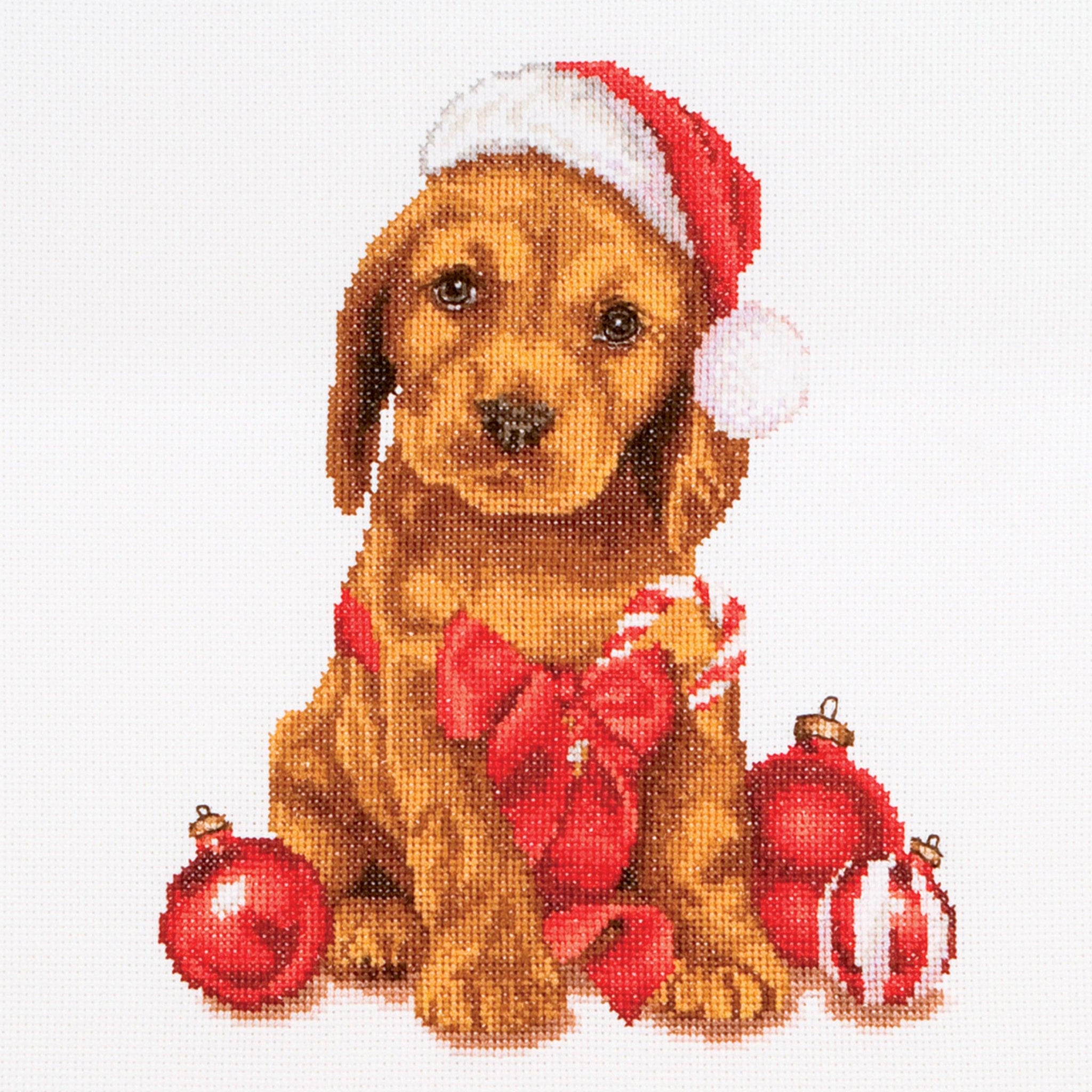 Thea Gouverneur - Counted Cross Stitch Kit - Christmas Puppy - Aida - 16 count - 730A - Thea Gouverneur Since 1959