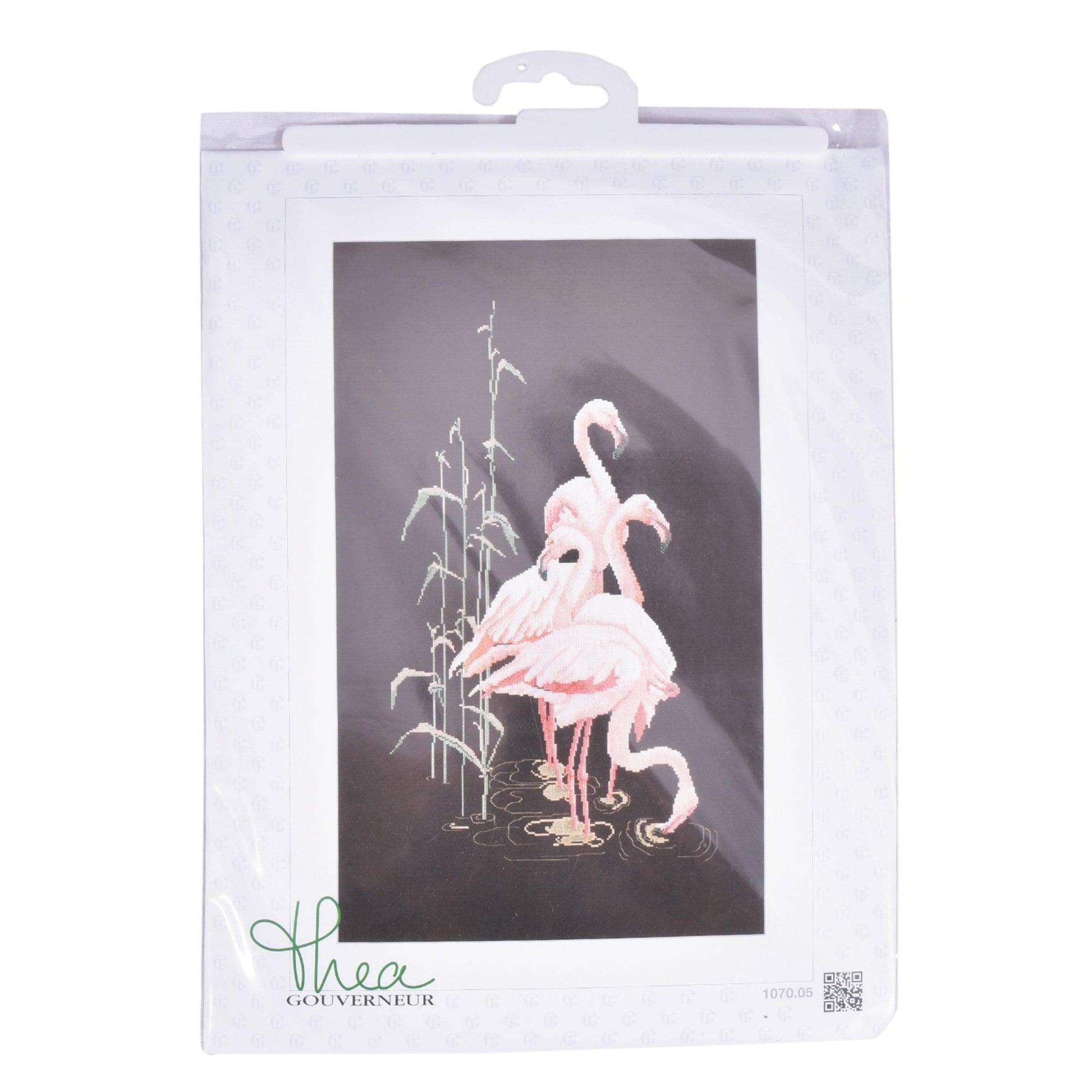 Thea Gouverneur - Counted Cross Stitch Kit - Flamingo - Aida Black - 18 count - 1070.05 - Thea Gouverneur Since 1959