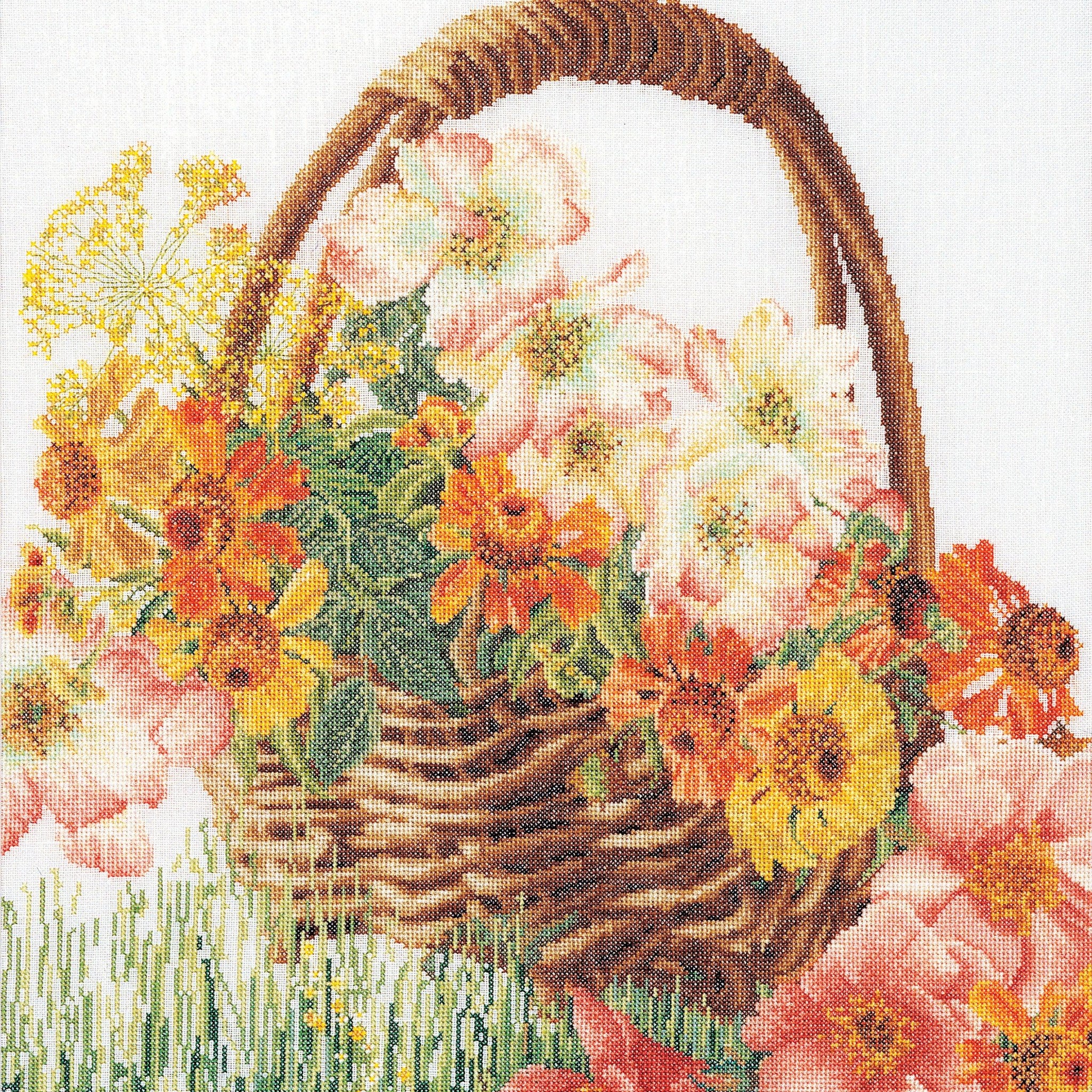 Thea Gouverneur - Counted Cross Stitch Kit - Flower Basket - Linen - 36 count - 3064 - Thea Gouverneur Since 1959