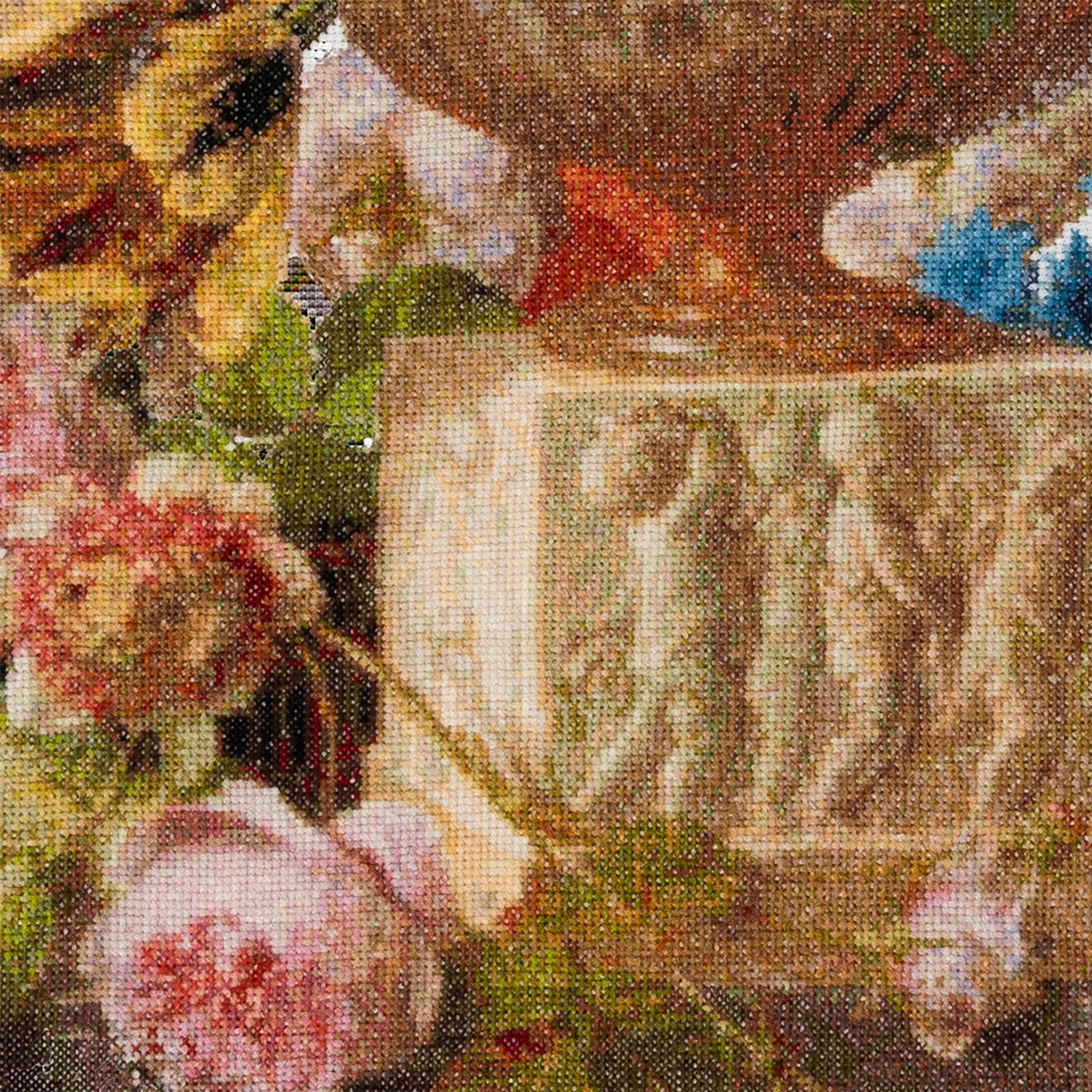 Thea Gouverneur - Counted Cross Stitch Kit - Flower Still-life with an Alabaster Vase - Aida Black - 18 count - 580.05 - Thea Gouverneur Since 1959