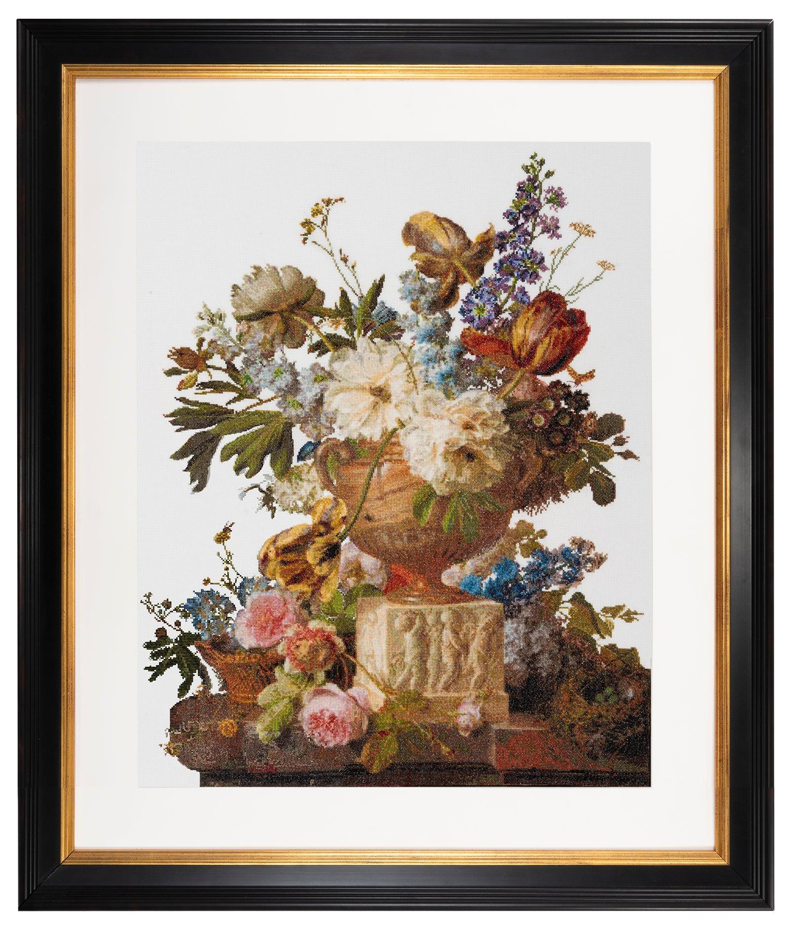 Thea Gouverneur - Counted Cross Stitch Kit - Flower Still-life with an Alabaster Vase - Linen - 36 count - 580 - Thea Gouverneur Since 1959