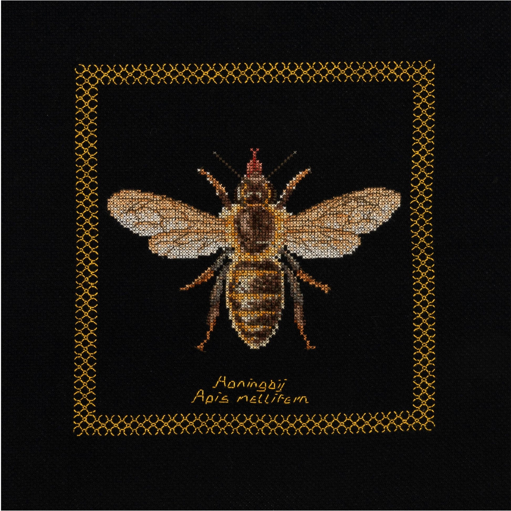 Thea Gouverneur - Counted Cross Stitch Kit - Honey Bee - Aida Black - 18 count - 3017.05 - Thea Gouverneur Since 1959