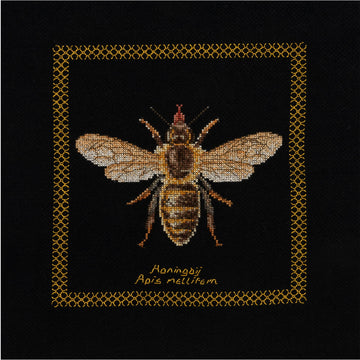 Thea Gouverneur - Counted Cross Stitch Kit - Honey Bee - Aida Black - 18 count - 3017.05 - Thea Gouverneur Since 1959