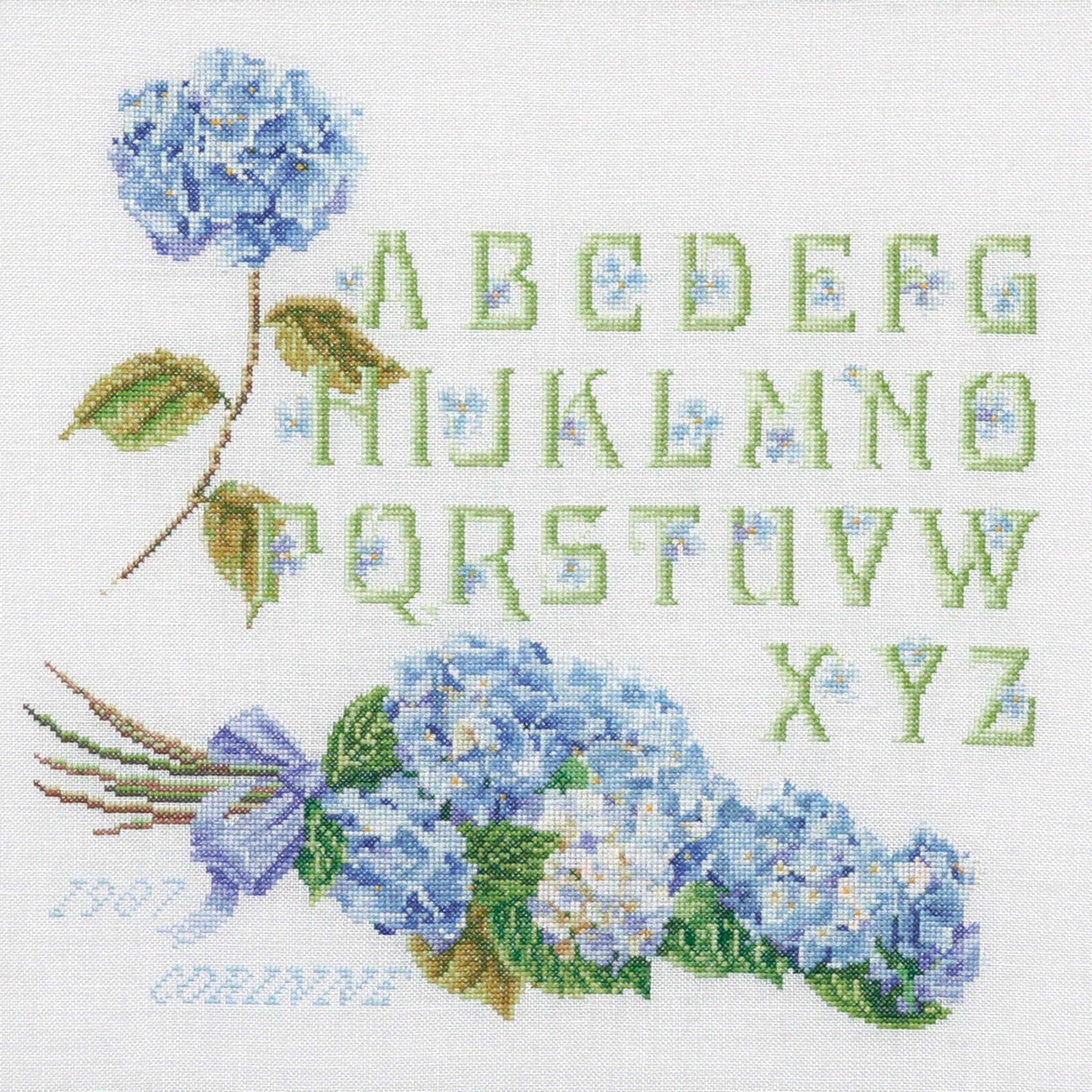 Thea Gouverneur - Counted Cross Stitch Kit - Hydrangea Alphabet - Aida - 16 count - 2088A - Thea Gouverneur Since 1959