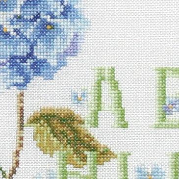 Thea Gouverneur - Counted Cross Stitch Kit - Hydrangea Alphabet - Aida - 16 count - 2088A - Thea Gouverneur Since 1959