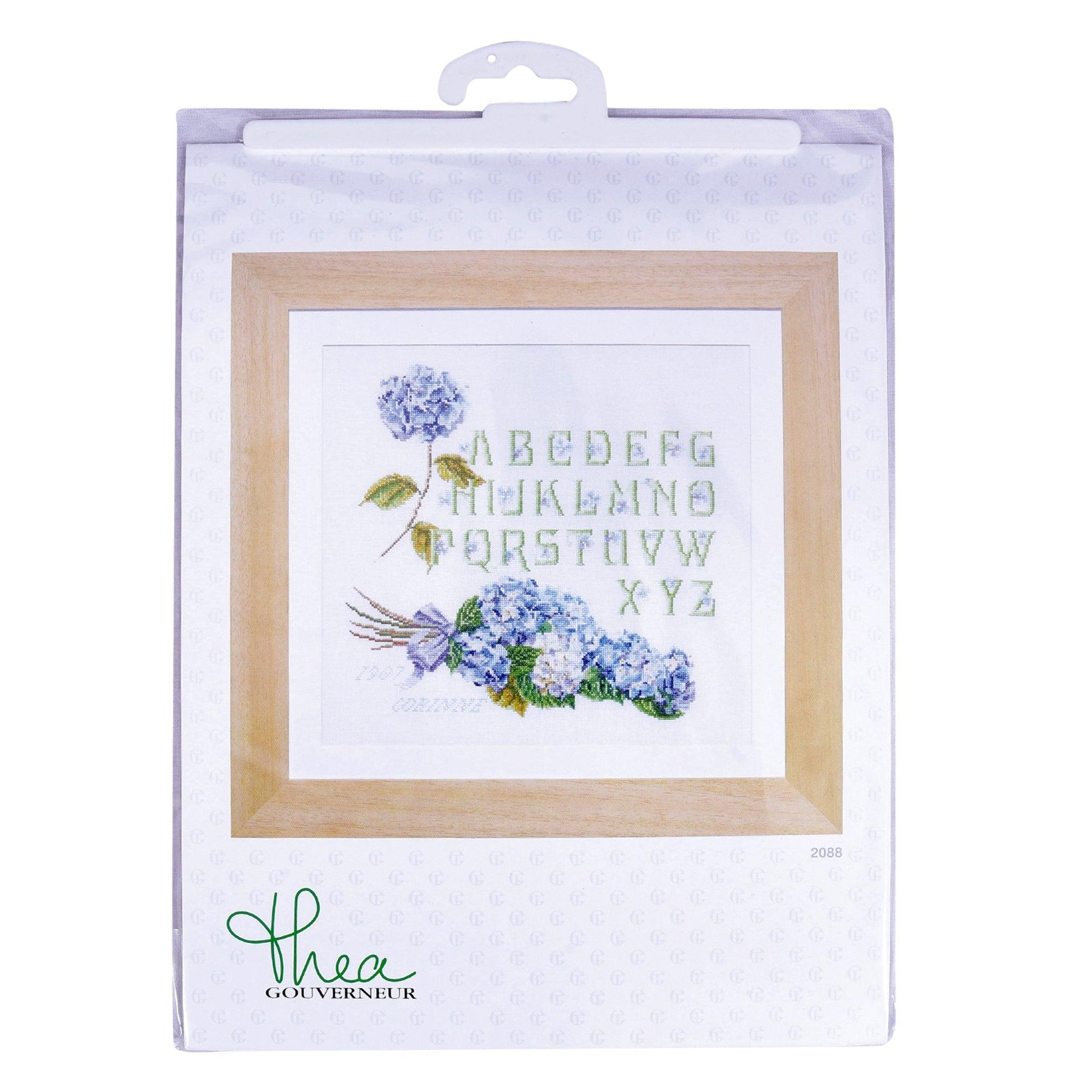 Thea Gouverneur - Counted Cross Stitch Kit - Hydrangea Alphabet - Linen - 32 count - 2088 - Thea Gouverneur Since 1959