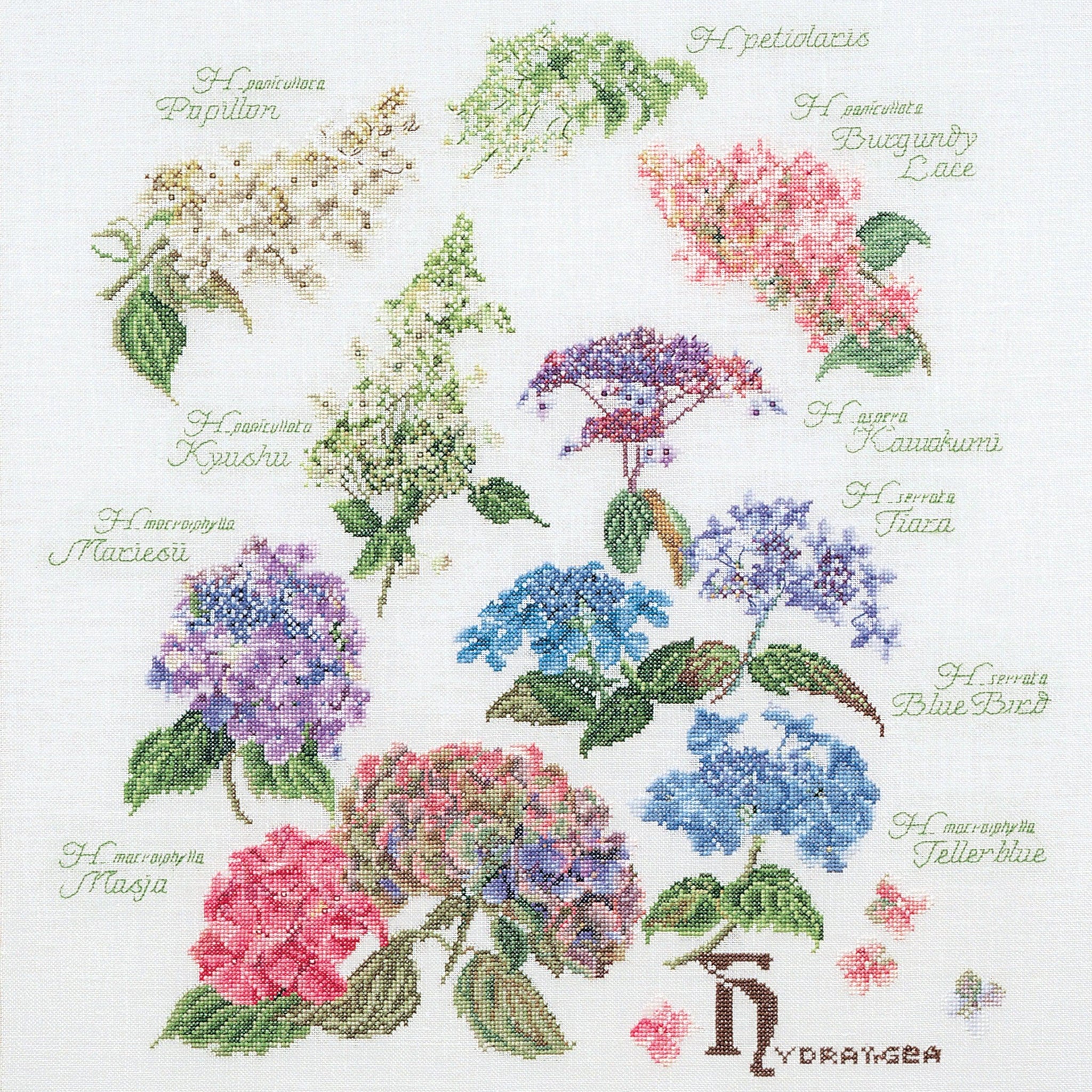 Thea Gouverneur - Counted Cross Stitch Kit - Hydrangea Panel - Aida - 16 count - 3067A - Thea Gouverneur Since 1959