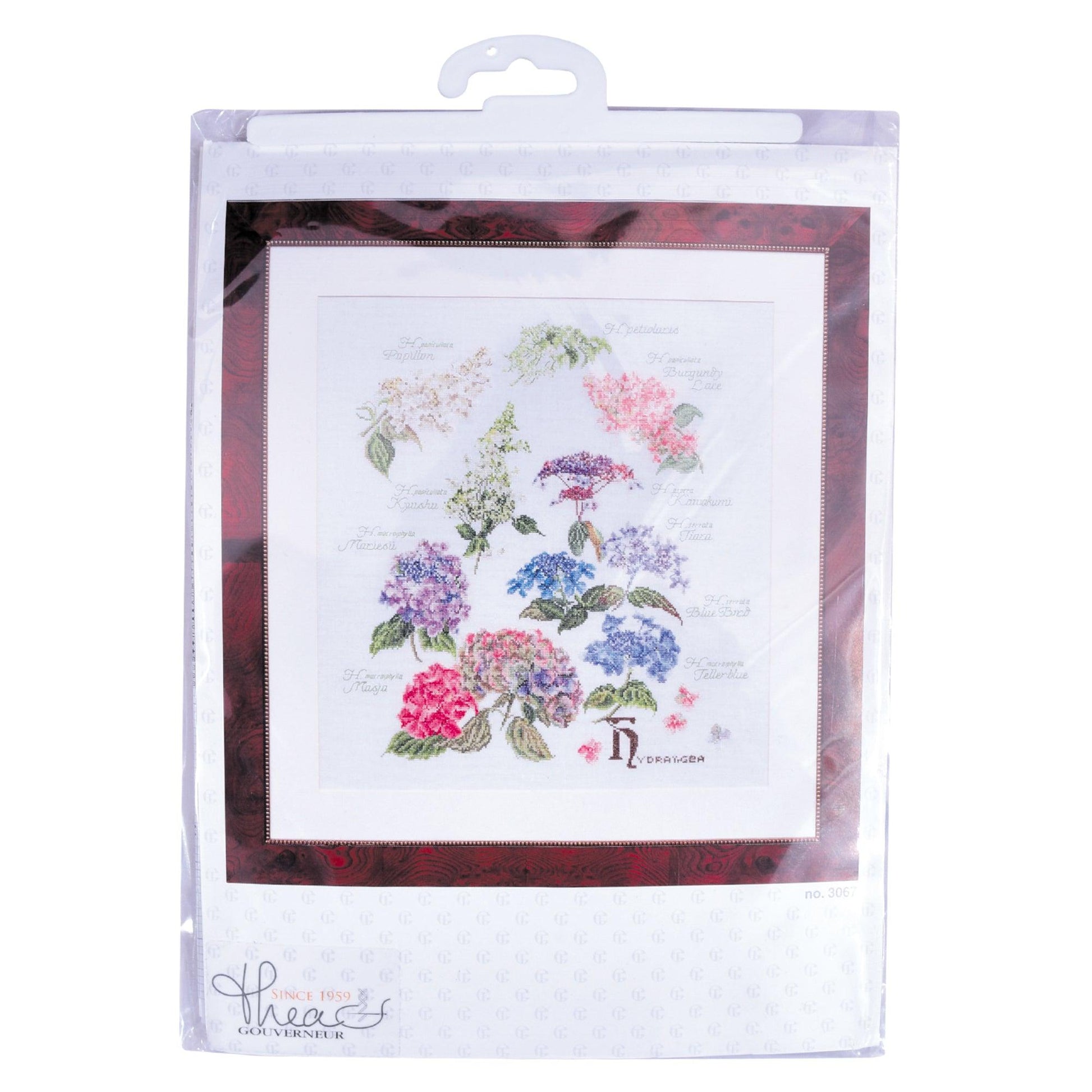 Thea Gouverneur - Counted Cross Stitch Kit - Hydrangea Panel - Linen - 32 count - 3067 - Thea Gouverneur Since 1959