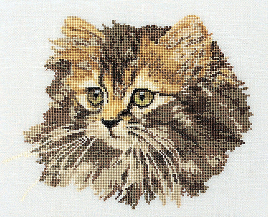 Thea Gouverneur - Counted Cross Stitch Kit - Long-haired Cat Brown - Aida - 12 count - 930A - Thea Gouverneur Since 1959