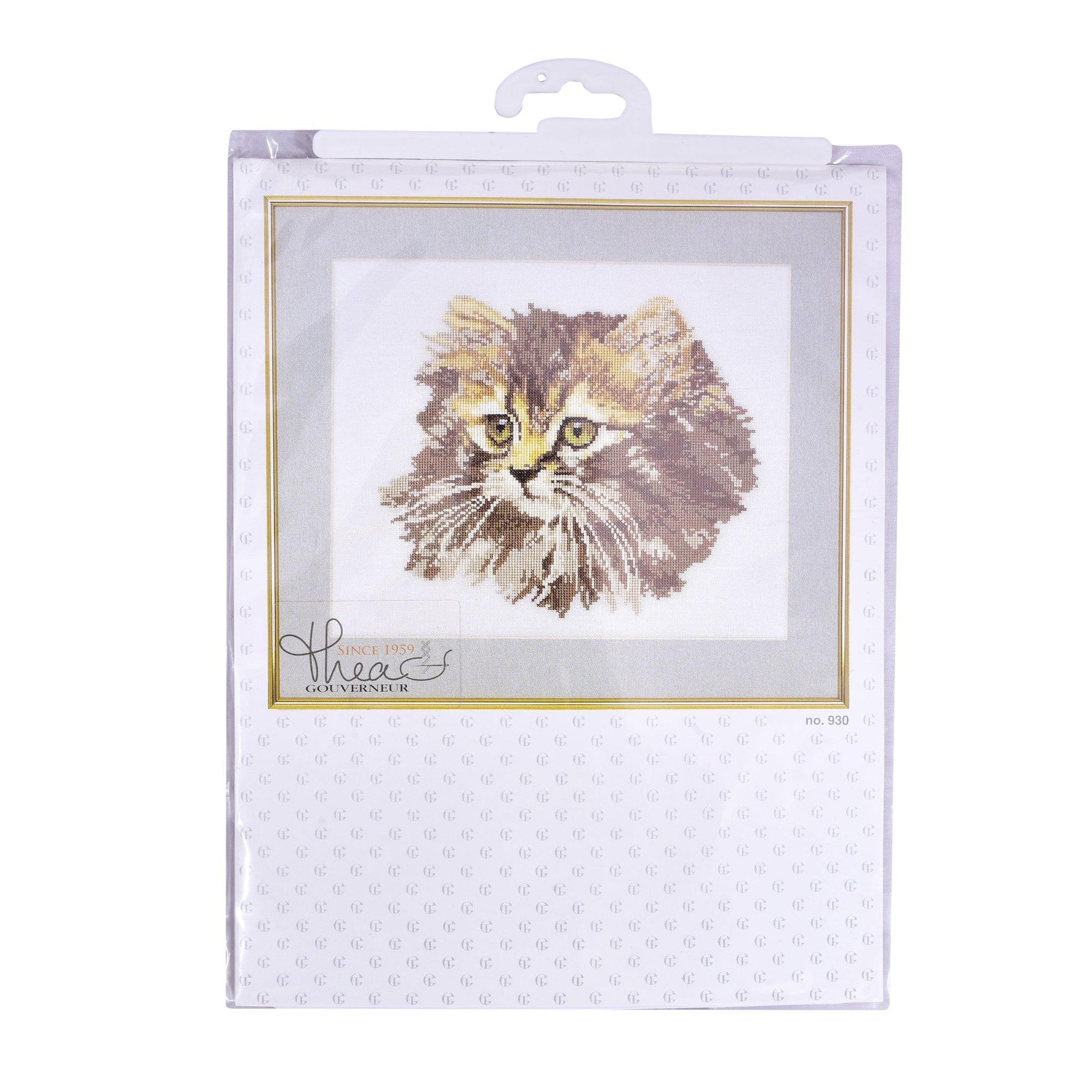 Thea Gouverneur - Counted Cross Stitch Kit - Long-haired Cat Brown - Aida - 12 count - 930A - Thea Gouverneur Since 1959