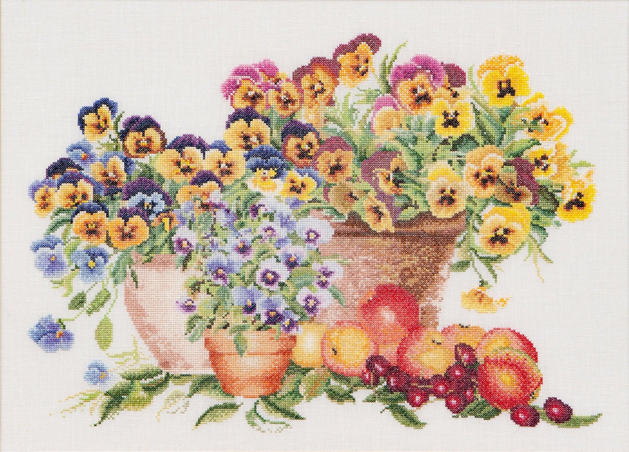 Thea Gouverneur - Counted Cross Stitch Kit - Pansies - Aida - 16 count - 2083A - Thea Gouverneur Since 1959